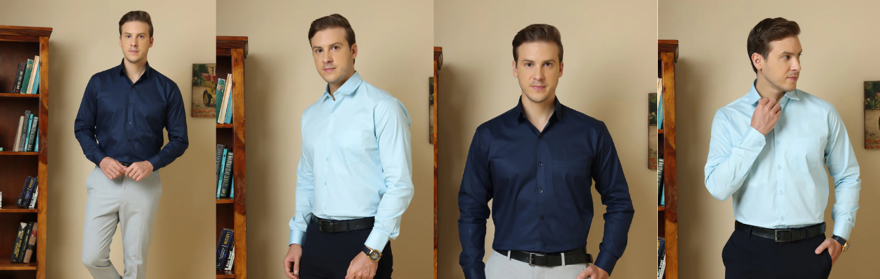 Light Blue and Navy Blue Colour Shirts: Buy Men’s Blue Shirt