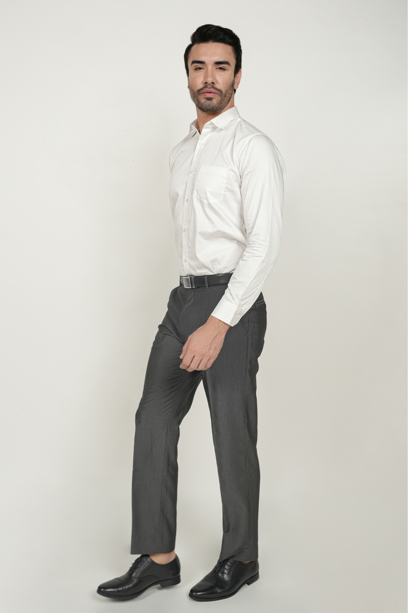 White Solid Plain Formal Shirt for Men - 100% Cotton
