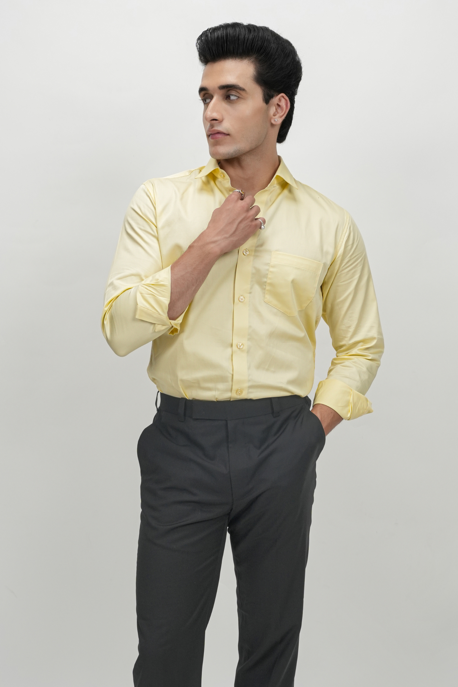 Yellow Solid Plain Formal Shirts for Men - 100% Cotton