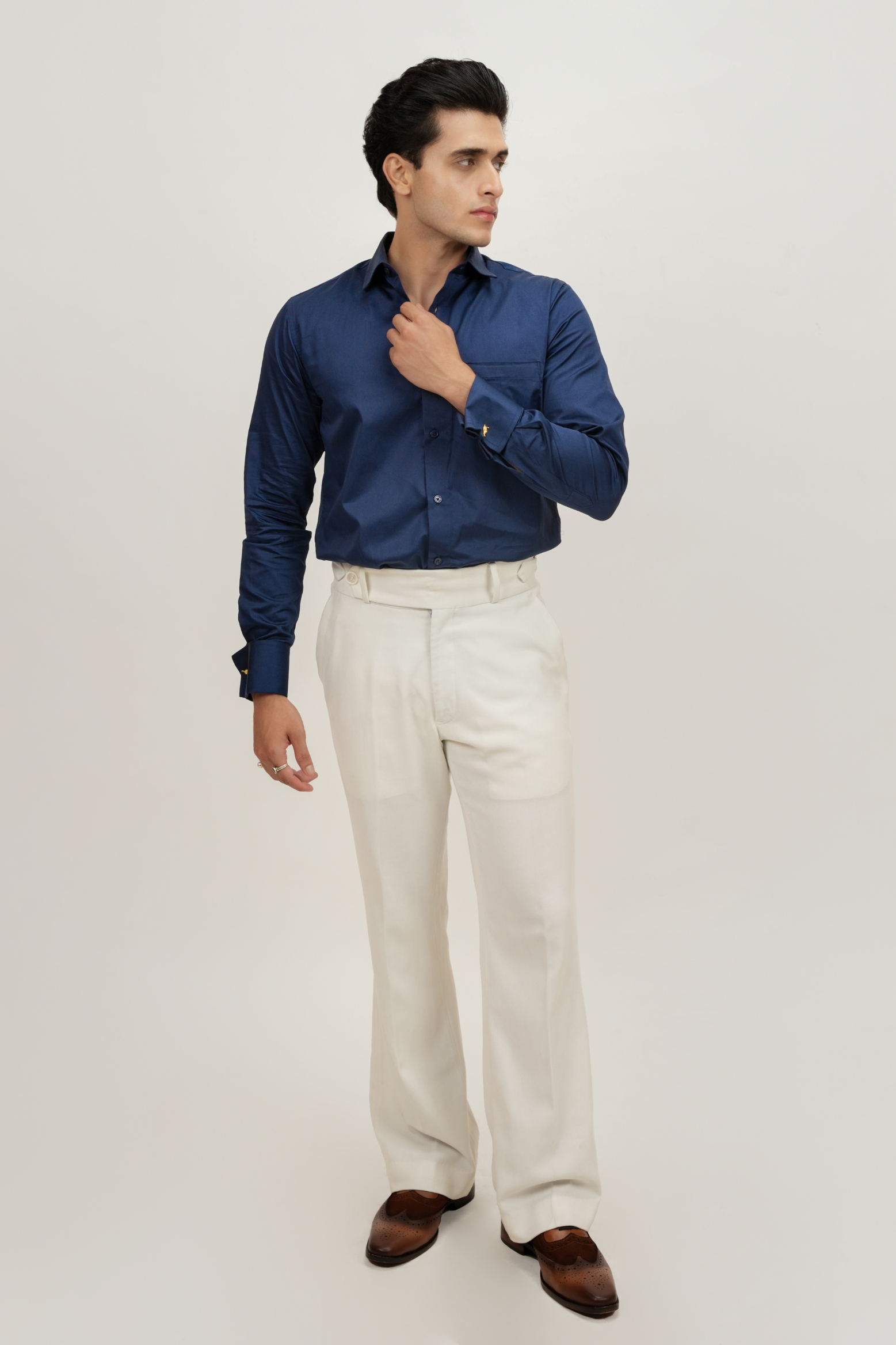 Premium Blue Plain Regular Fit Shirt - 100% Cotton