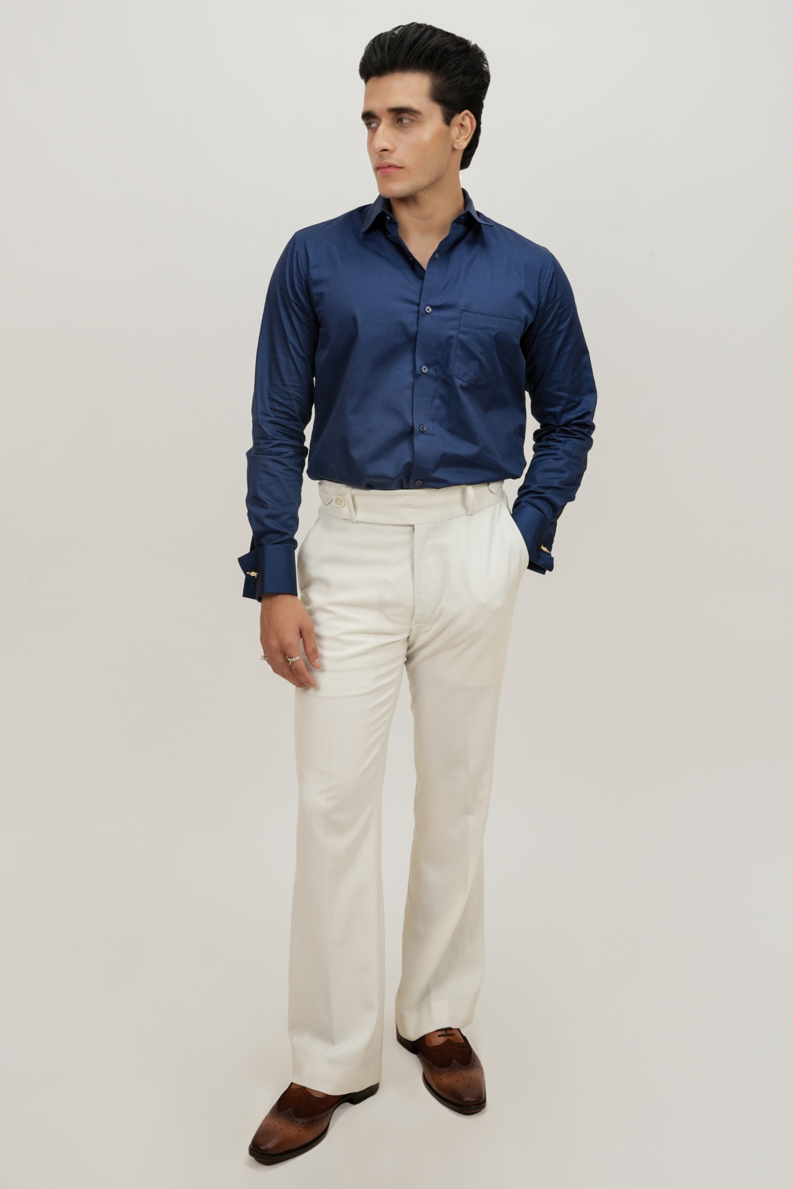 Premium Blue Plain Regular Fit Shirt - 100% Cotton