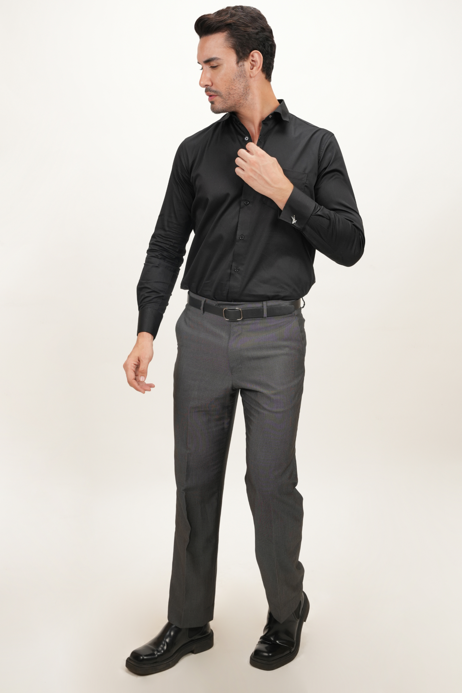 Premium Black Plain Regular Fit Shirt - 100% Cotton