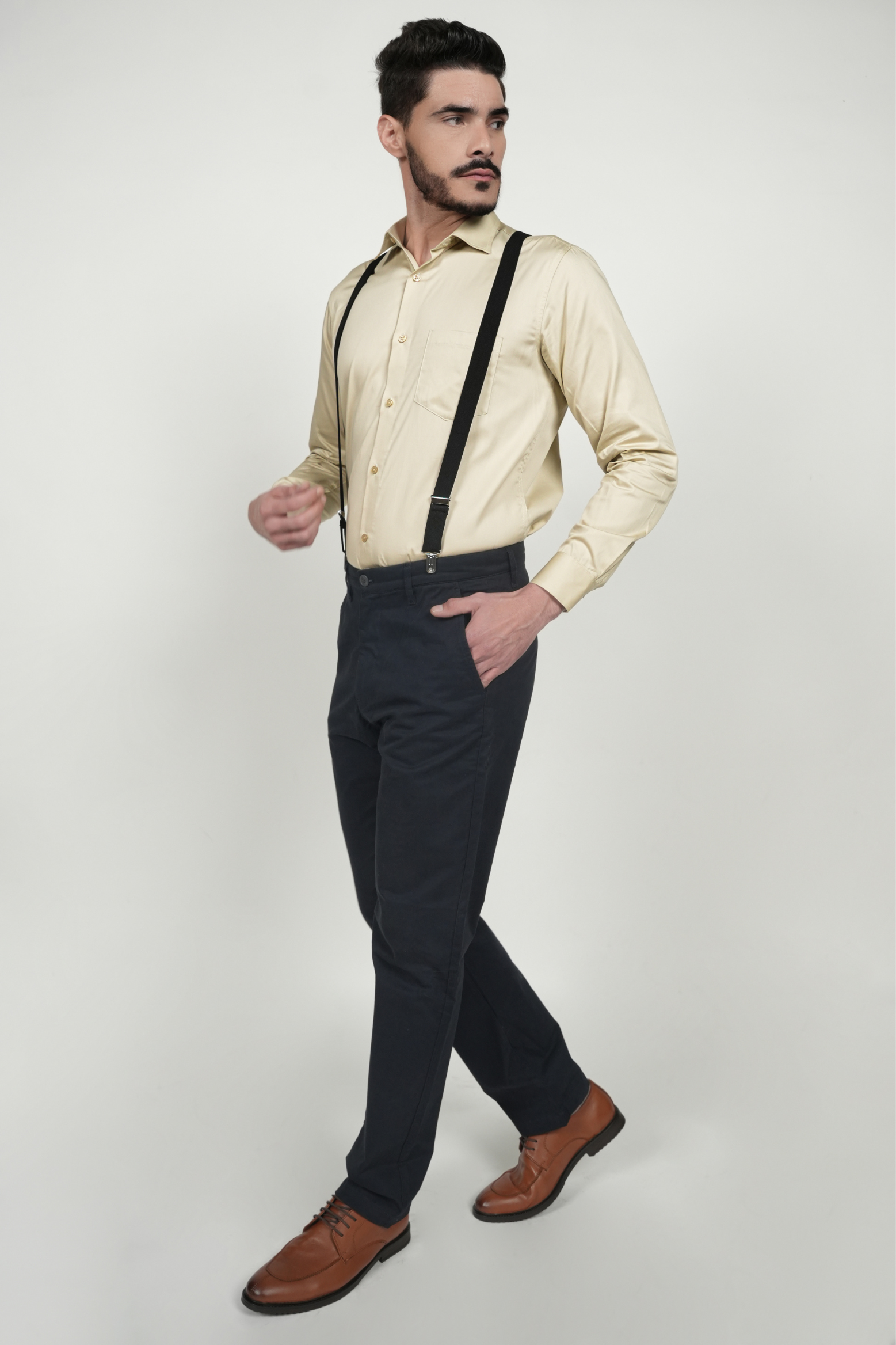 Yellow Beige Solid Plain Formal Shirts for Men - 100% Cotton