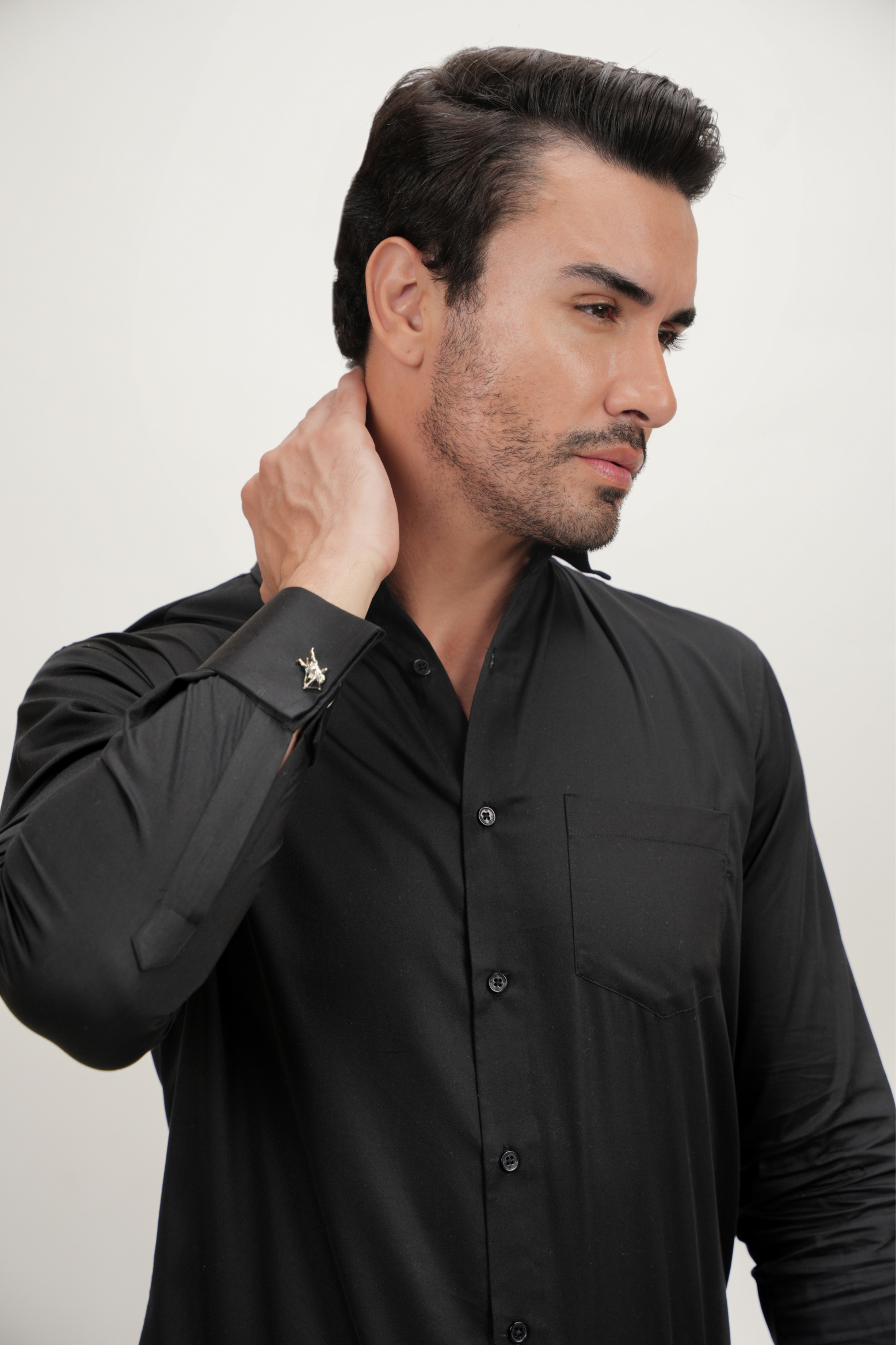 Premium Black Plain Regular Fit Shirt - 100% Cotton