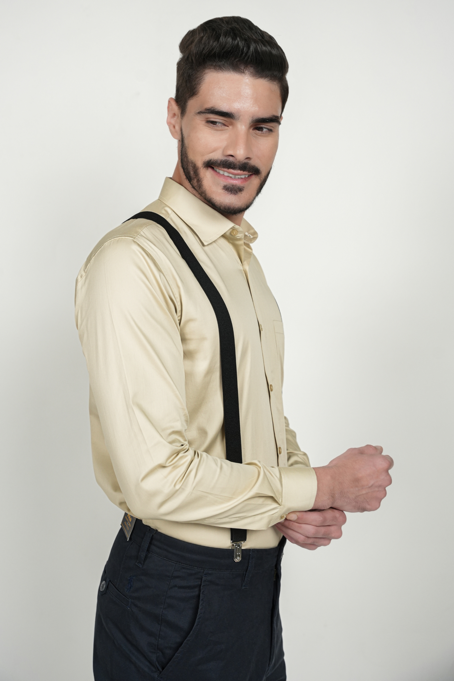 Yellow Beige Solid Plain Formal Shirts for Men - 100% Cotton