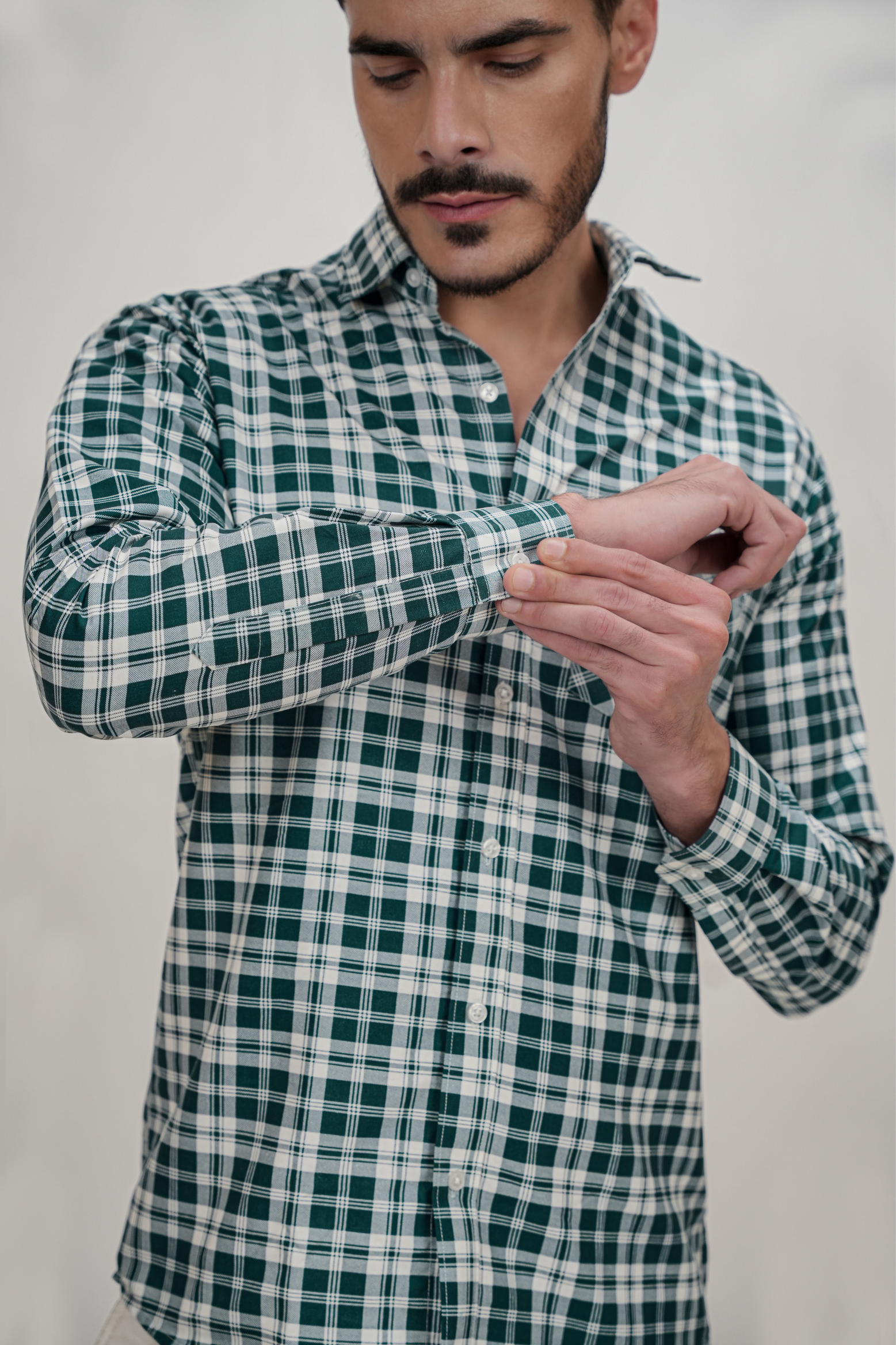 Checked Cotton Blend Blue Formal Shirt for Men