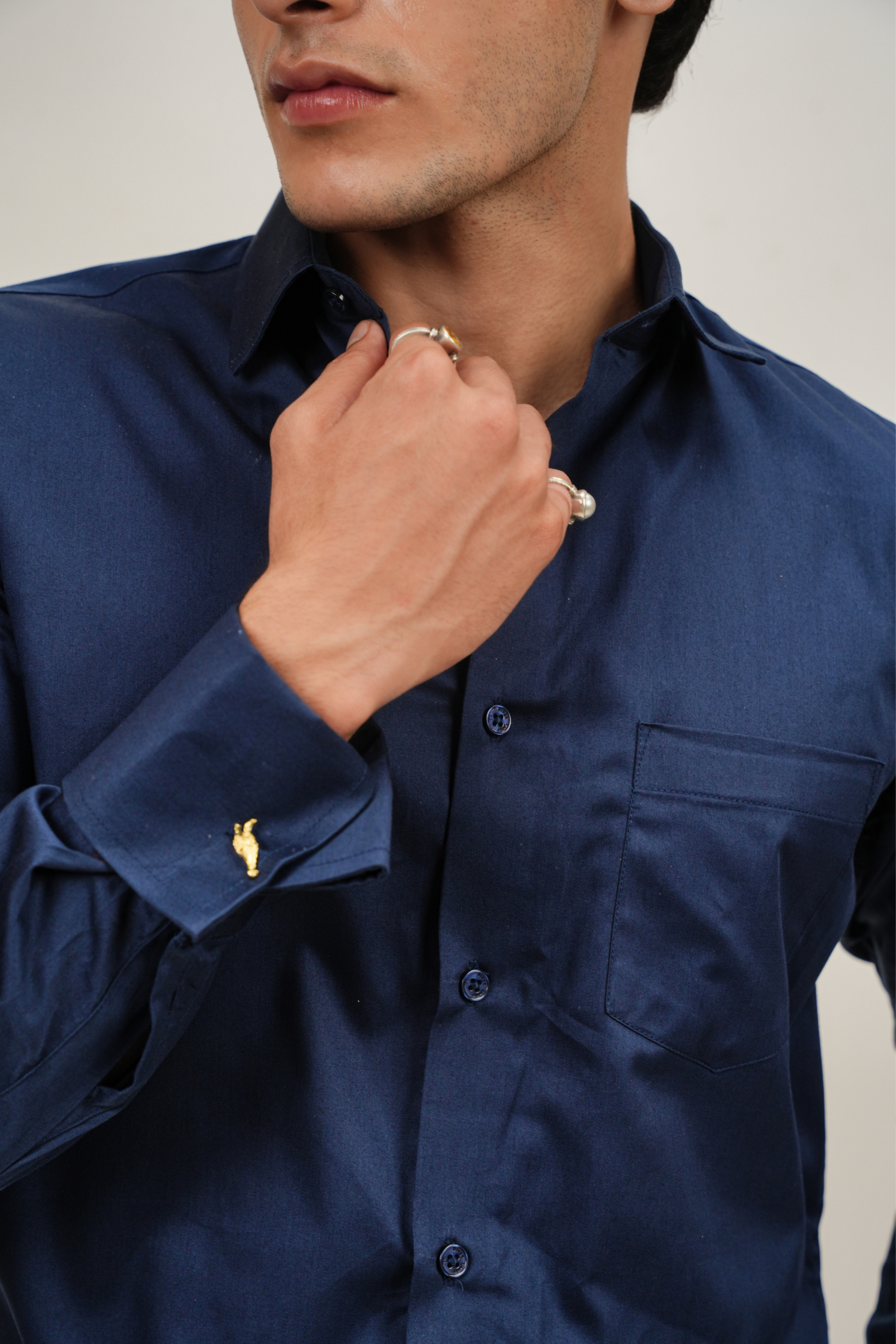 Premium Blue Plain Regular Fit Shirt - 100% Cotton