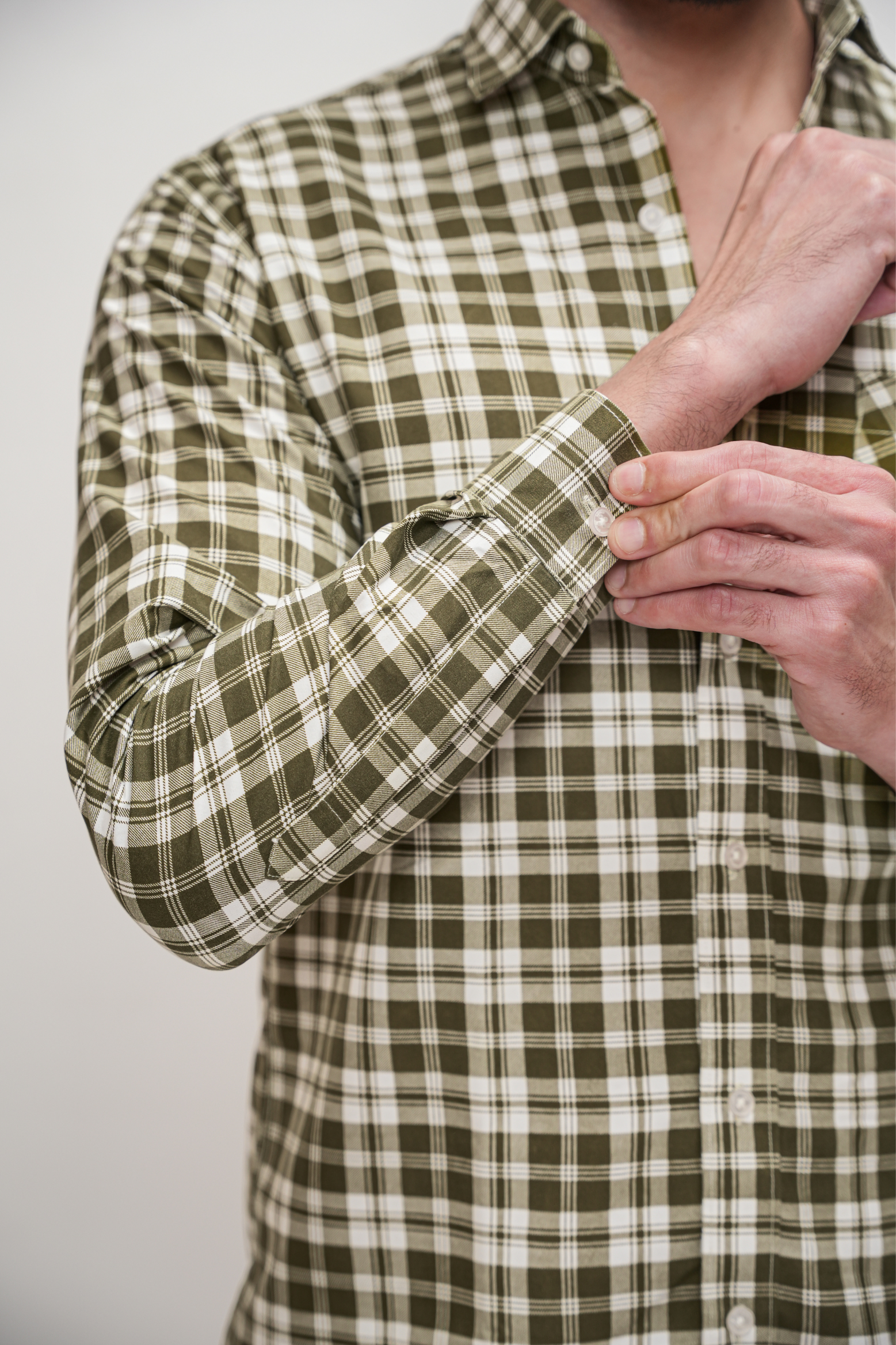 Checked Cotton Blend Formal Shirt for Men Dark Green