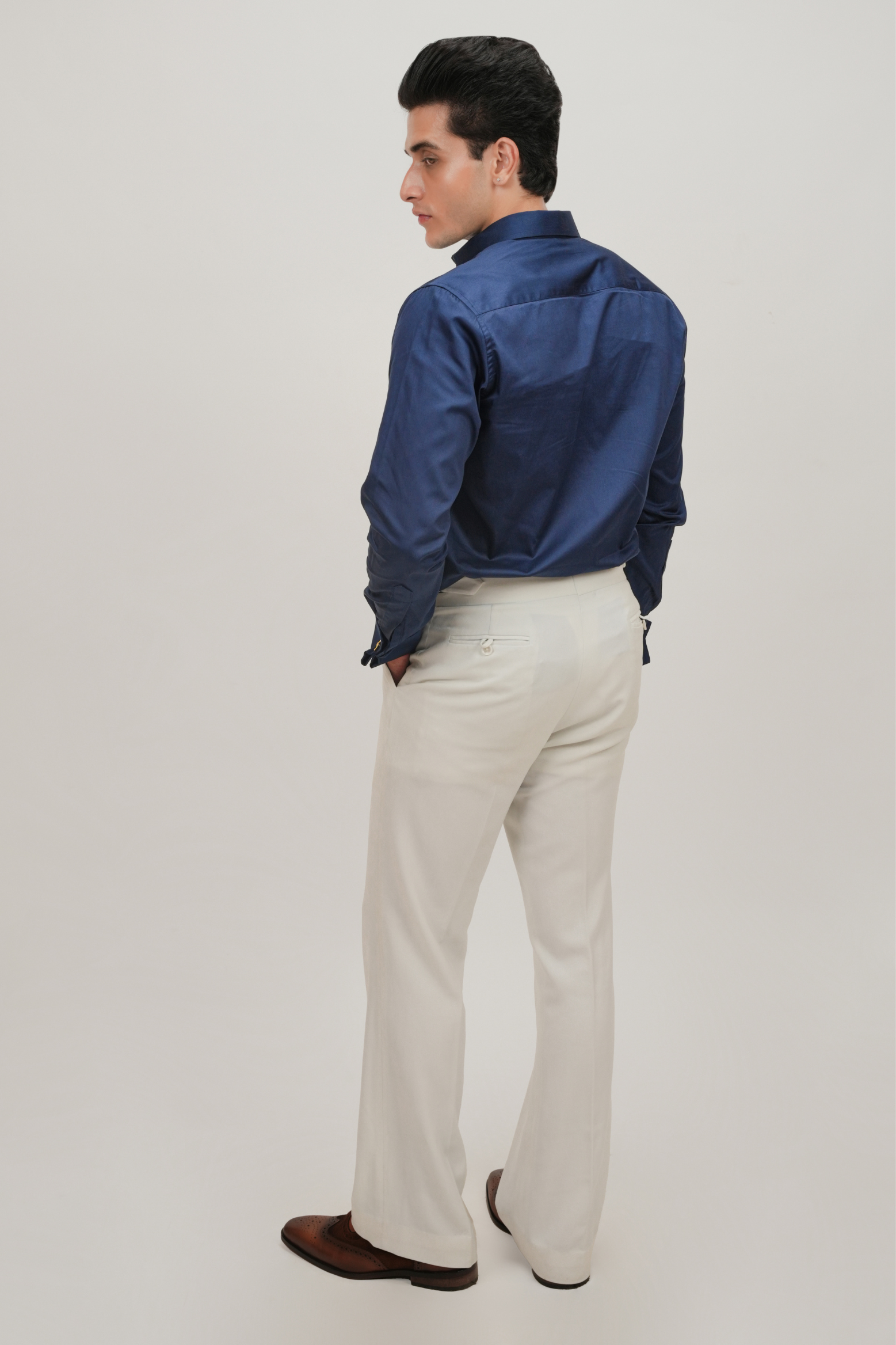 Premium Blue Plain Regular Fit Shirt - 100% Cotton