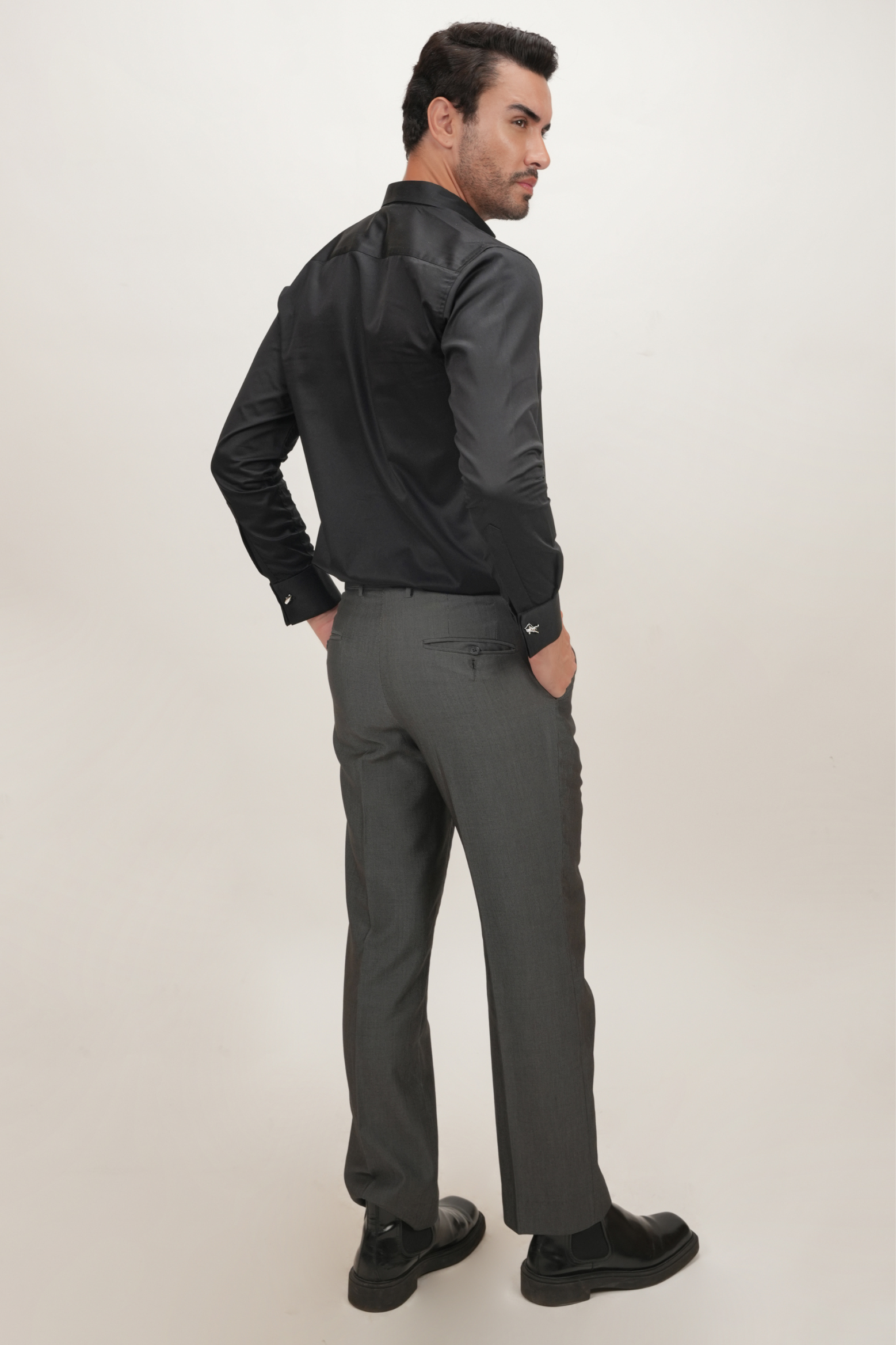 Premium Black Plain Regular Fit Shirt - 100% Cotton