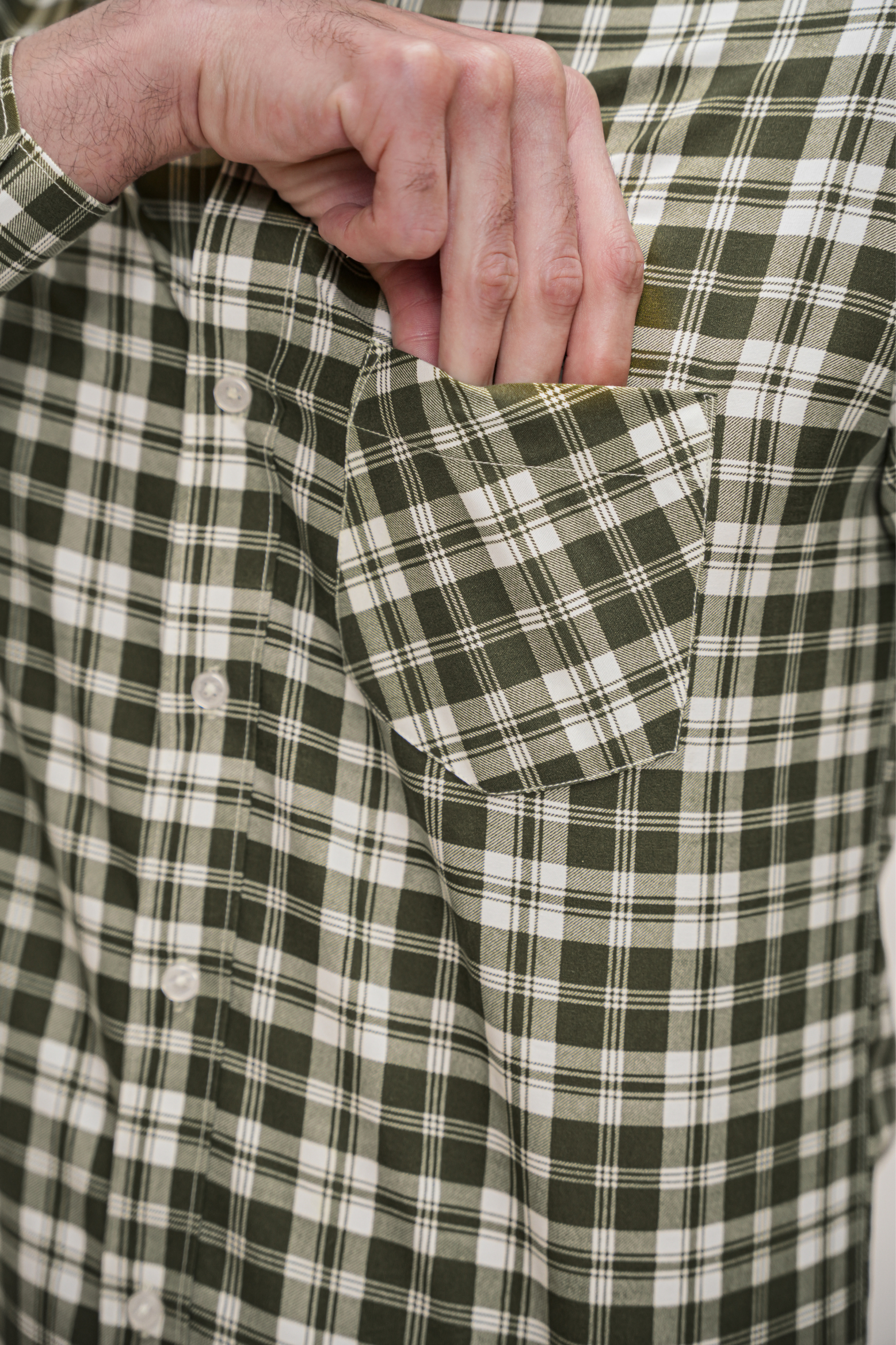 Checked Cotton Blend Formal Shirt for Men Dark Green