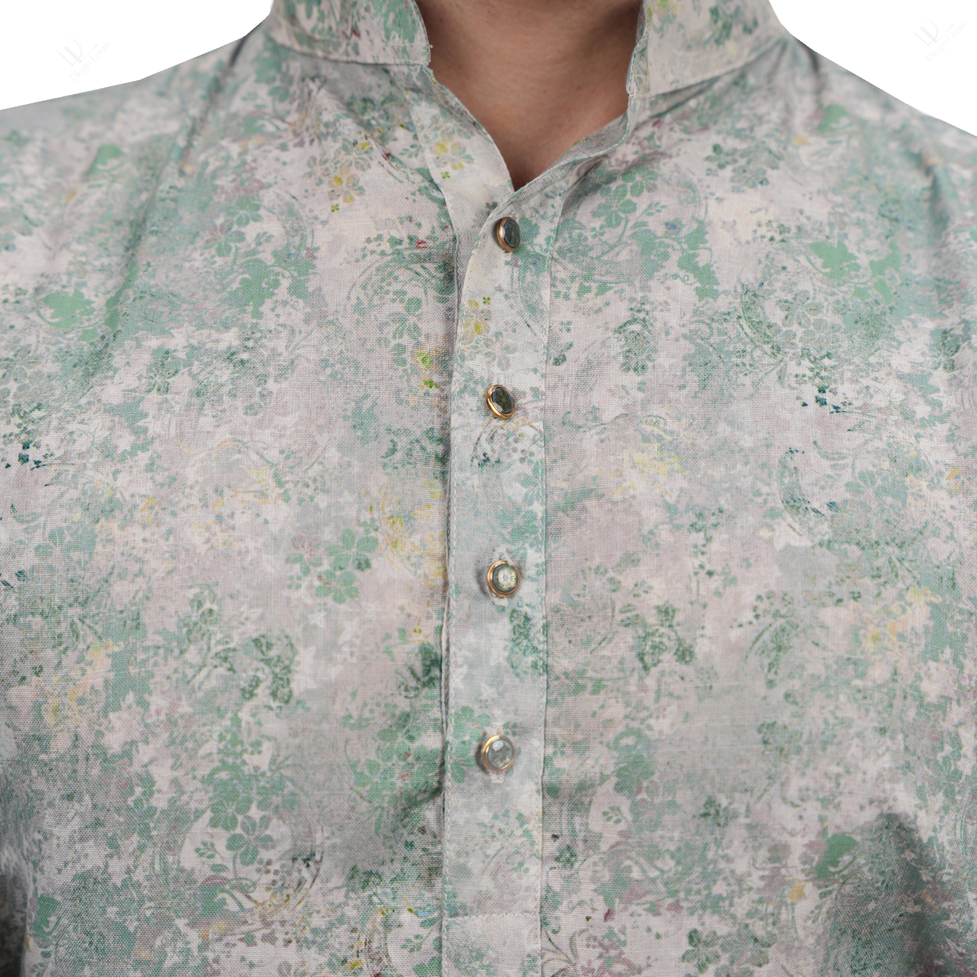 Ethnic Cotton Linen Forest Green Men's Long Kurta