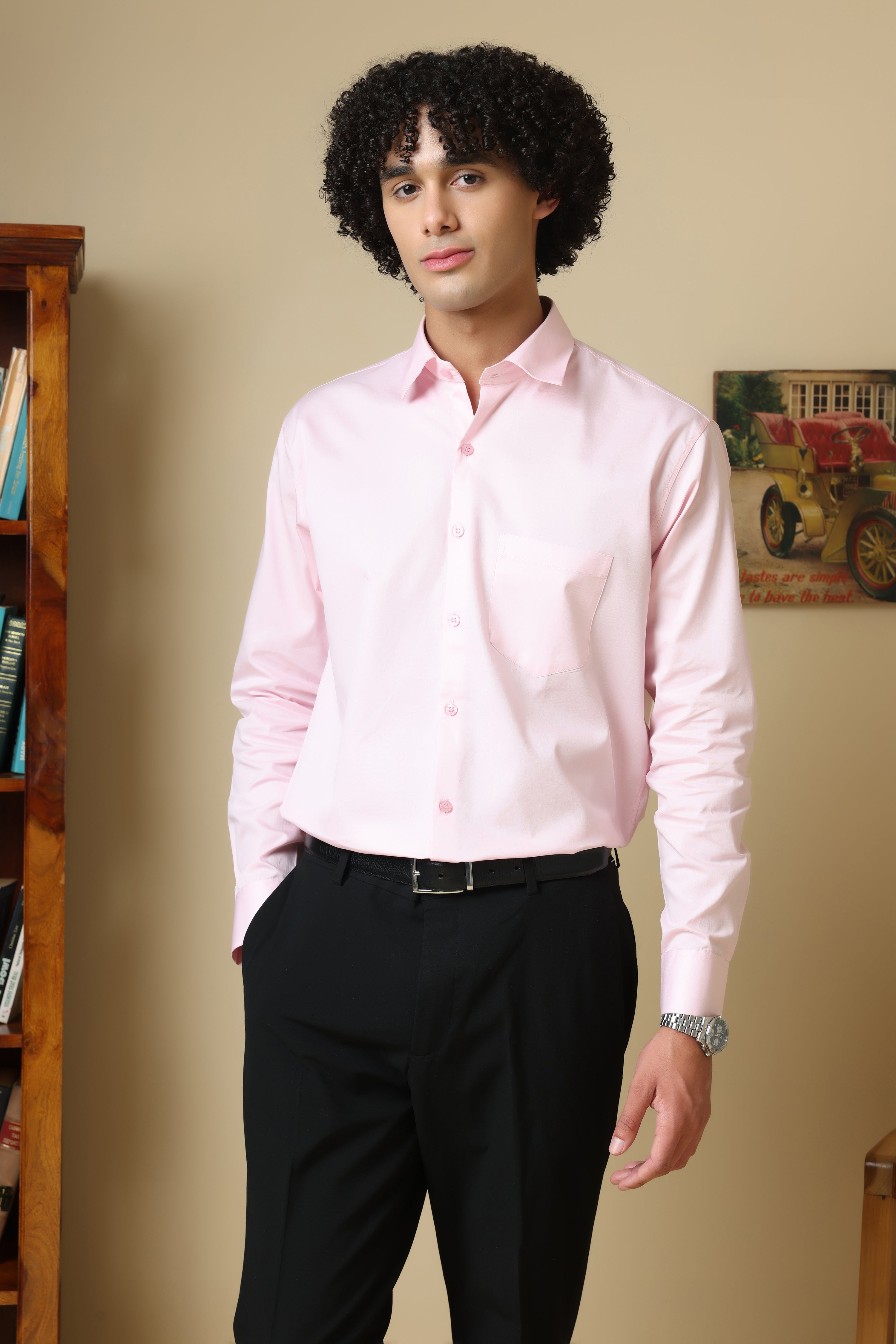 FORMAL light pink solid shirt for men