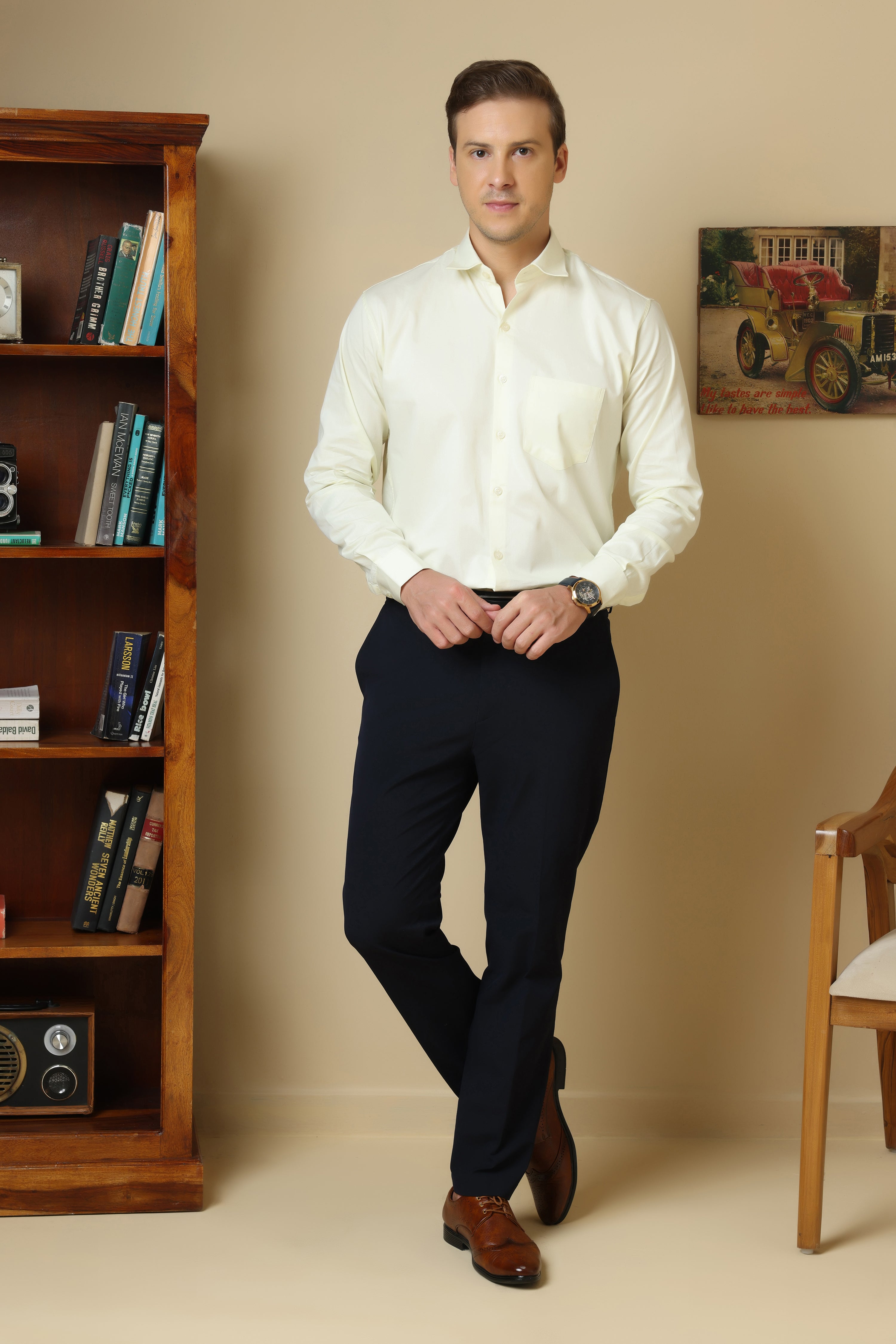 FORMAL light lemon solid shirt for men