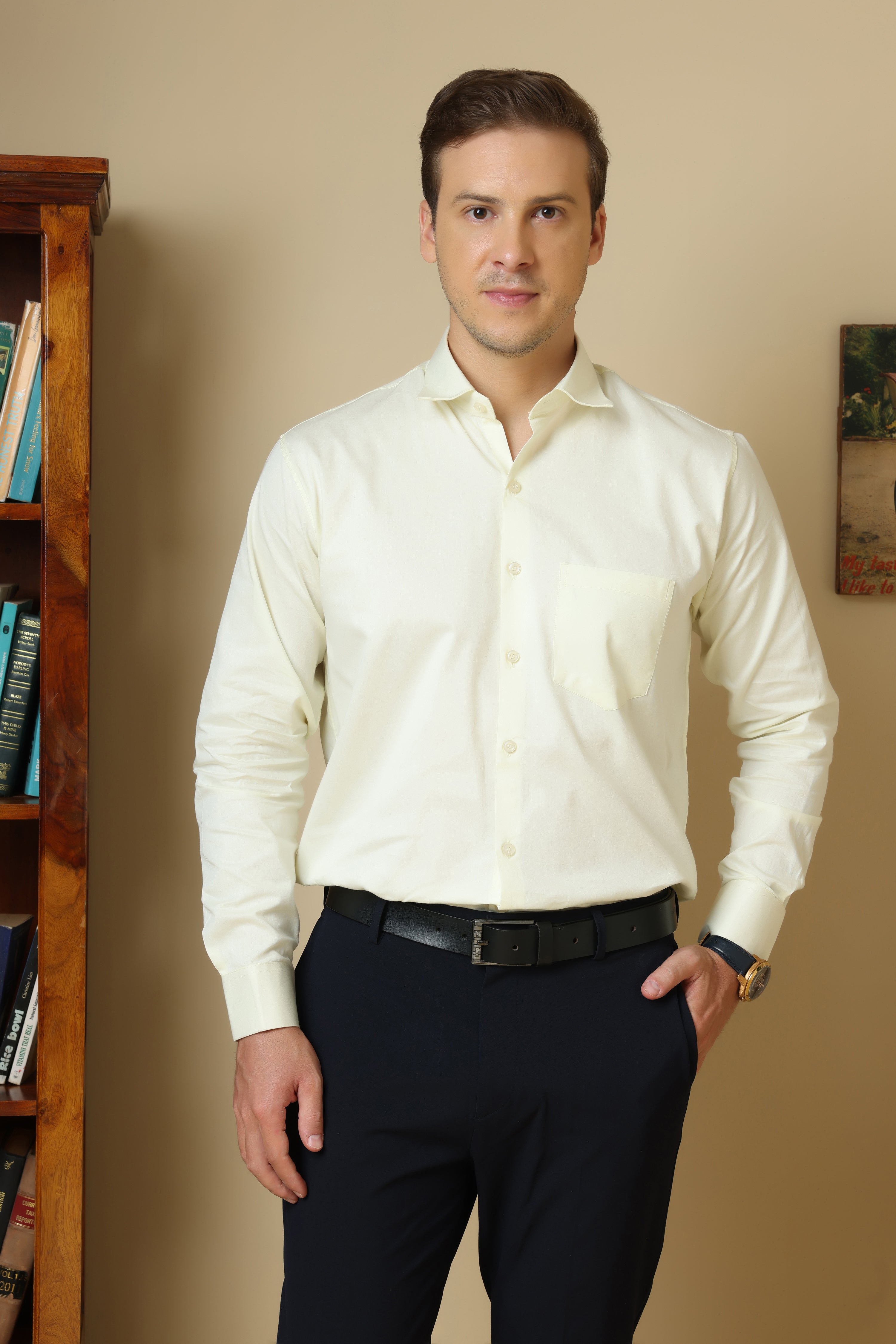 FORMAL light lemon solid shirt for men