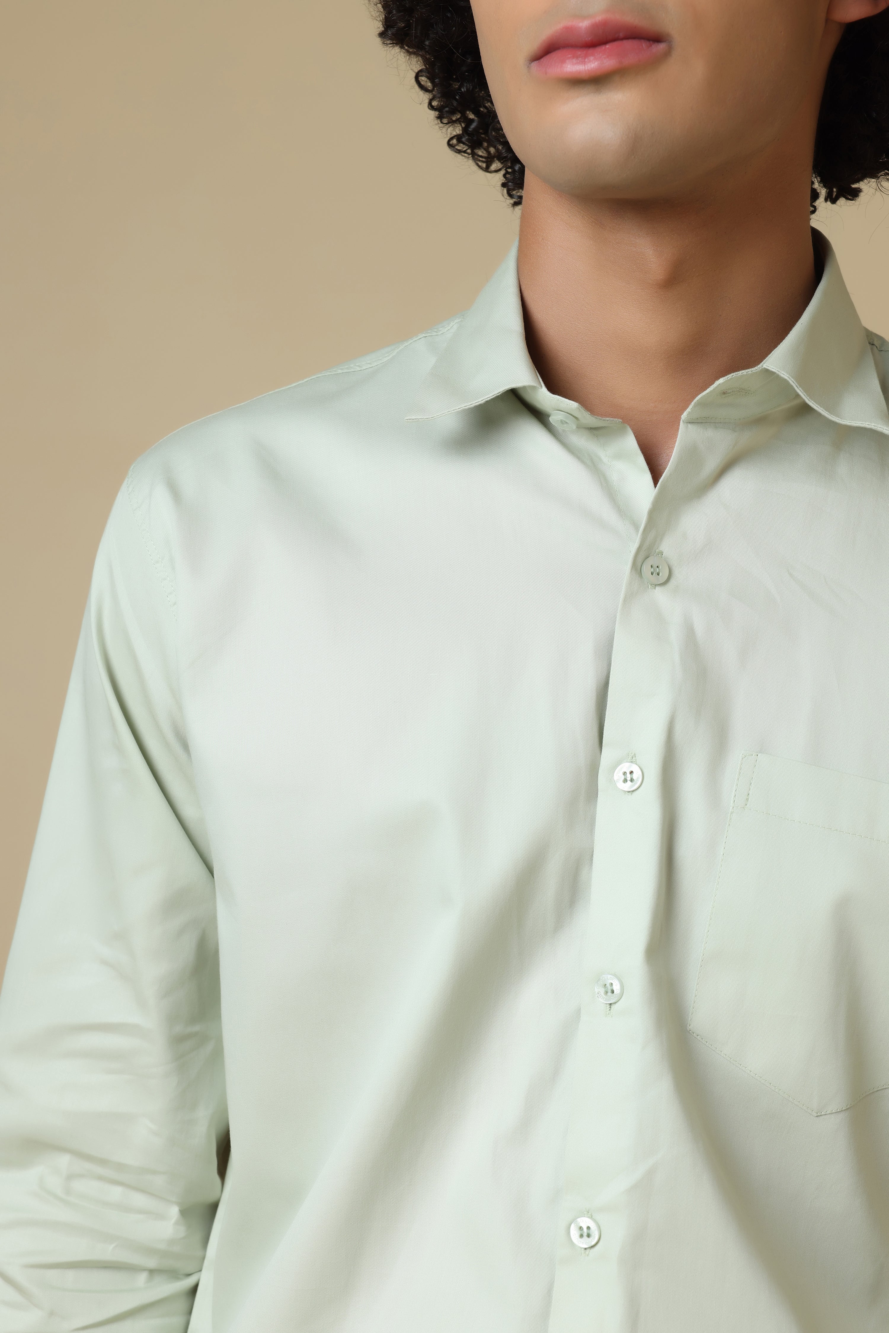 FORMAL Pista green solid shirt for men