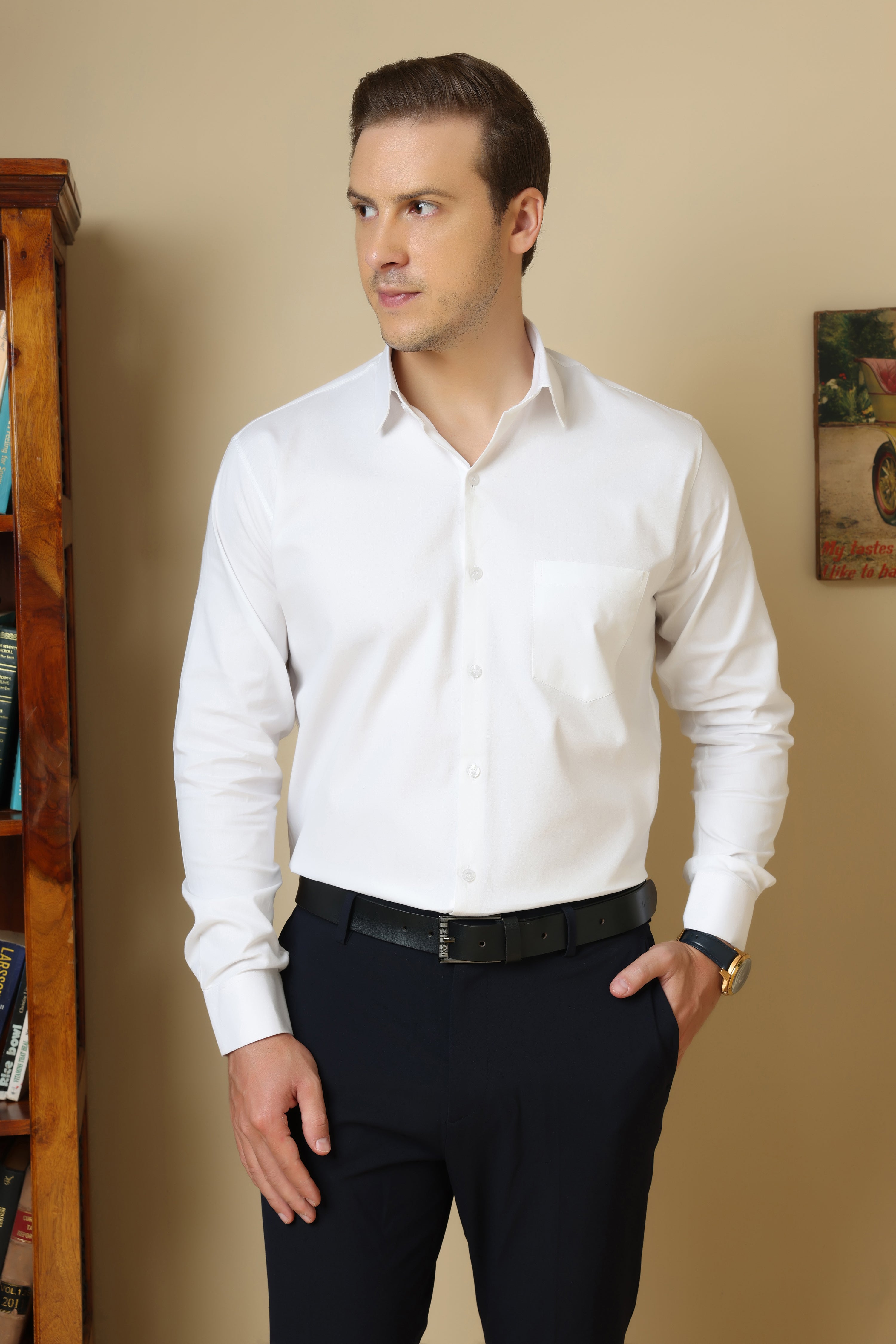 FORMAL white solid shirt for men