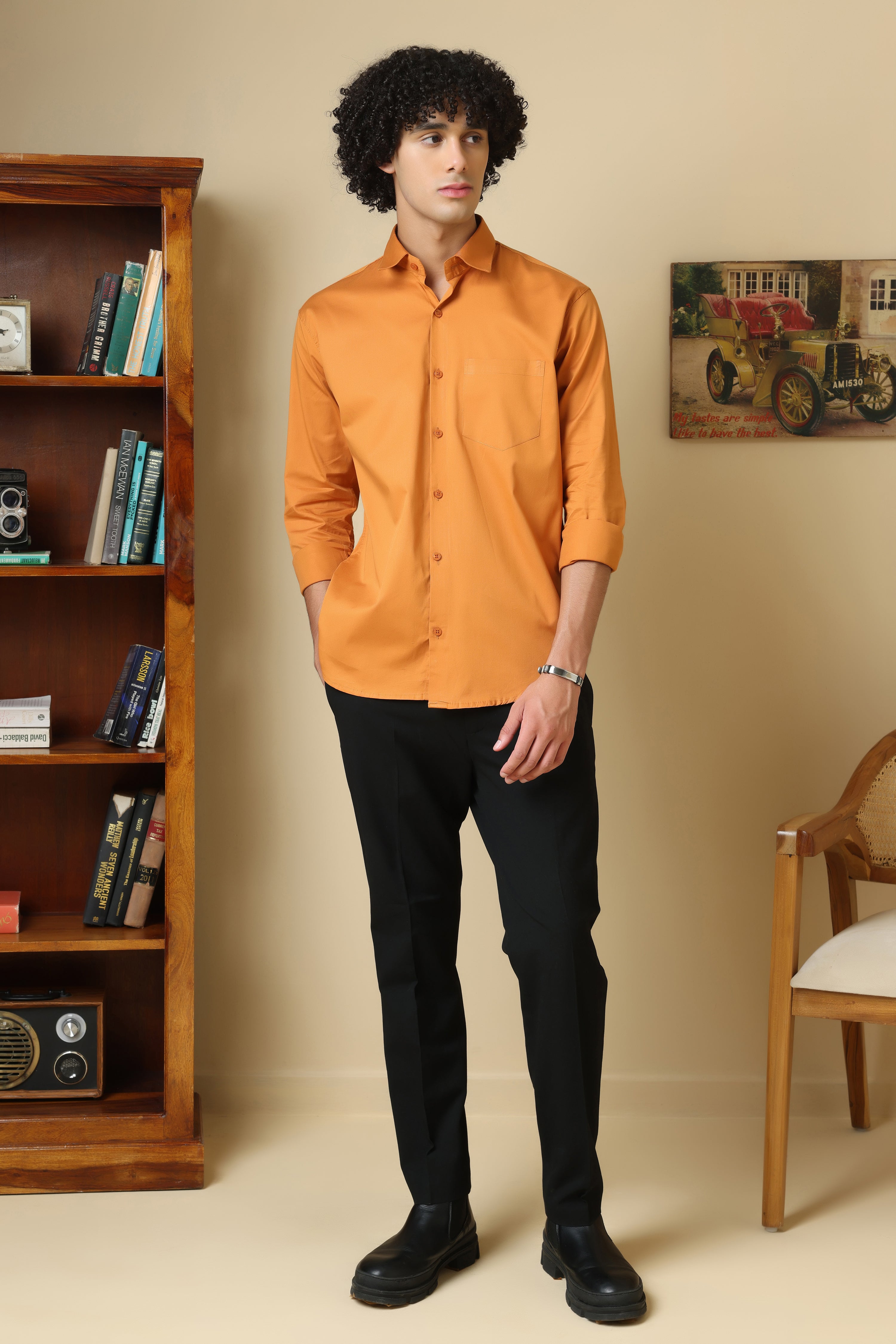 FORMAL Mustard solid shirt for men