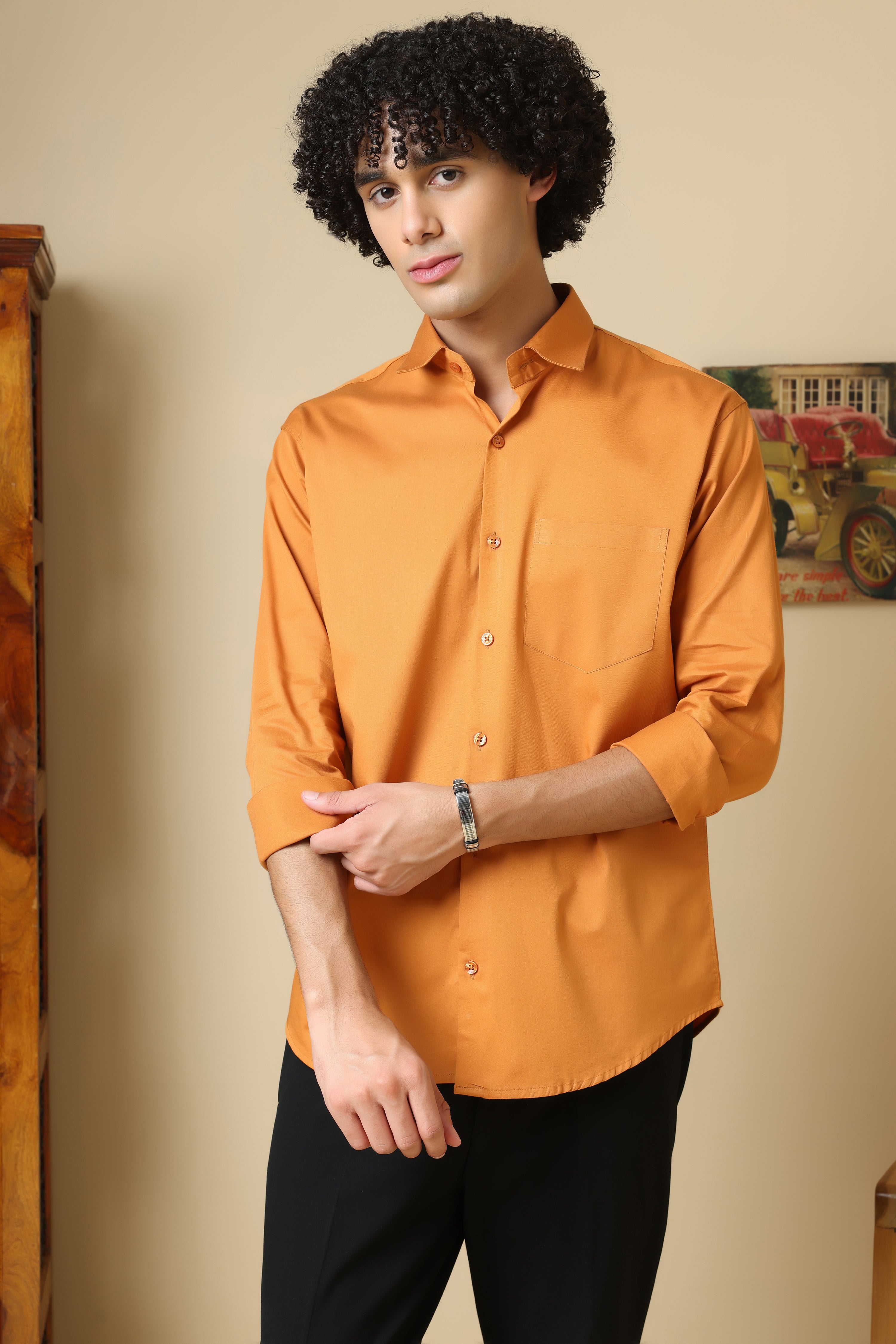 FORMAL Mustard solid shirt for men
