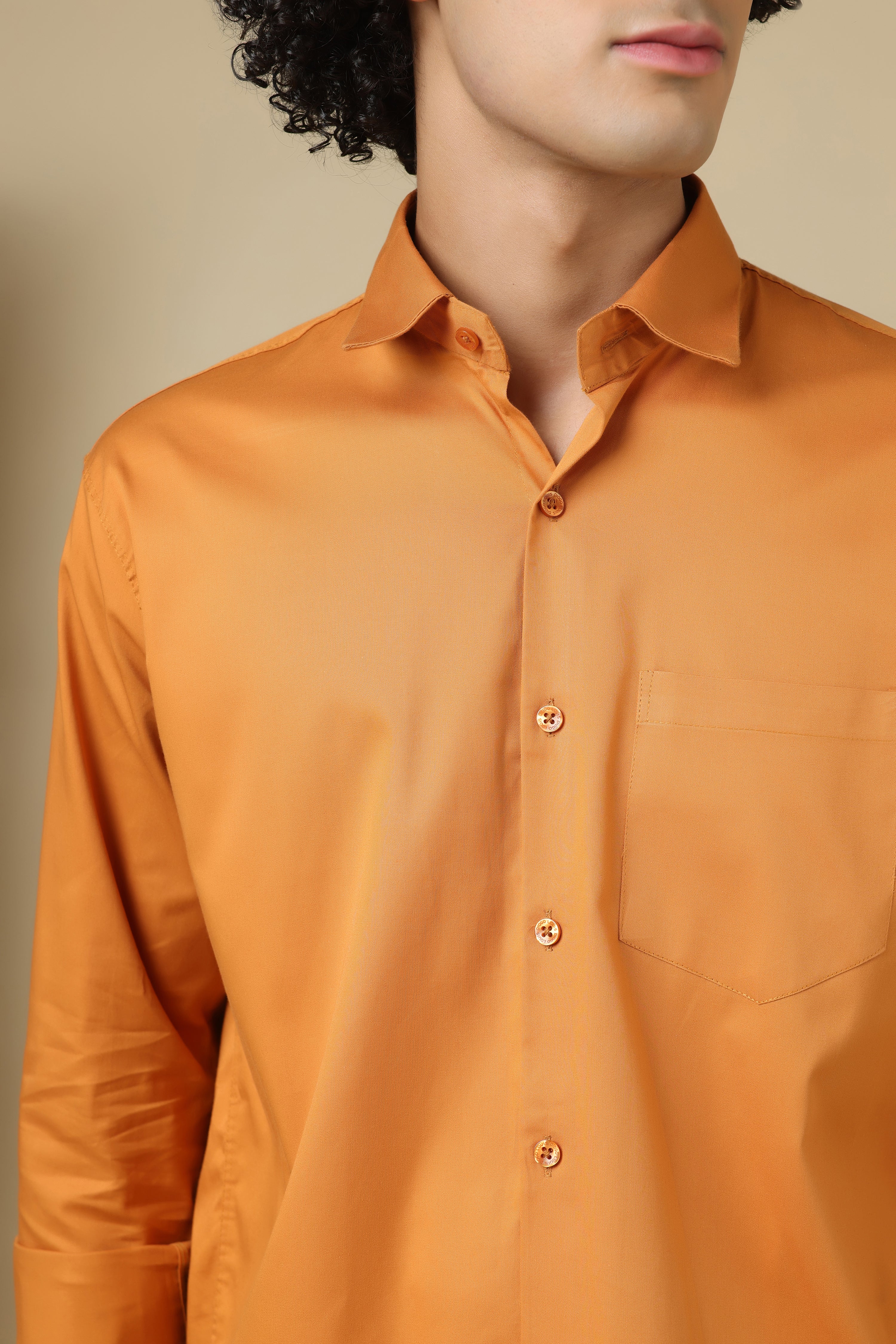 FORMAL Mustard solid shirt for men