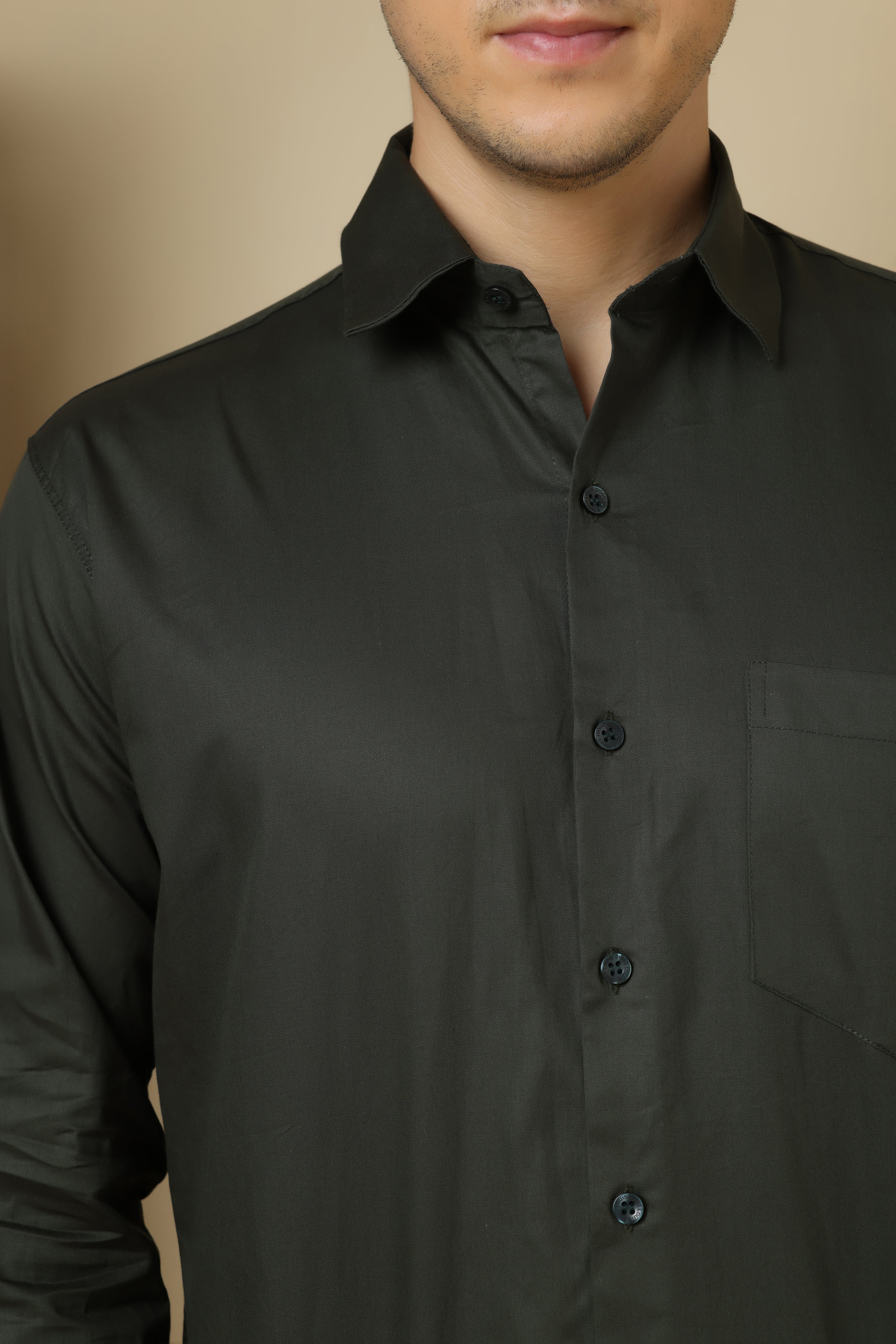 FORMAL BOTTLE GREEN SOLID SHIRT for men