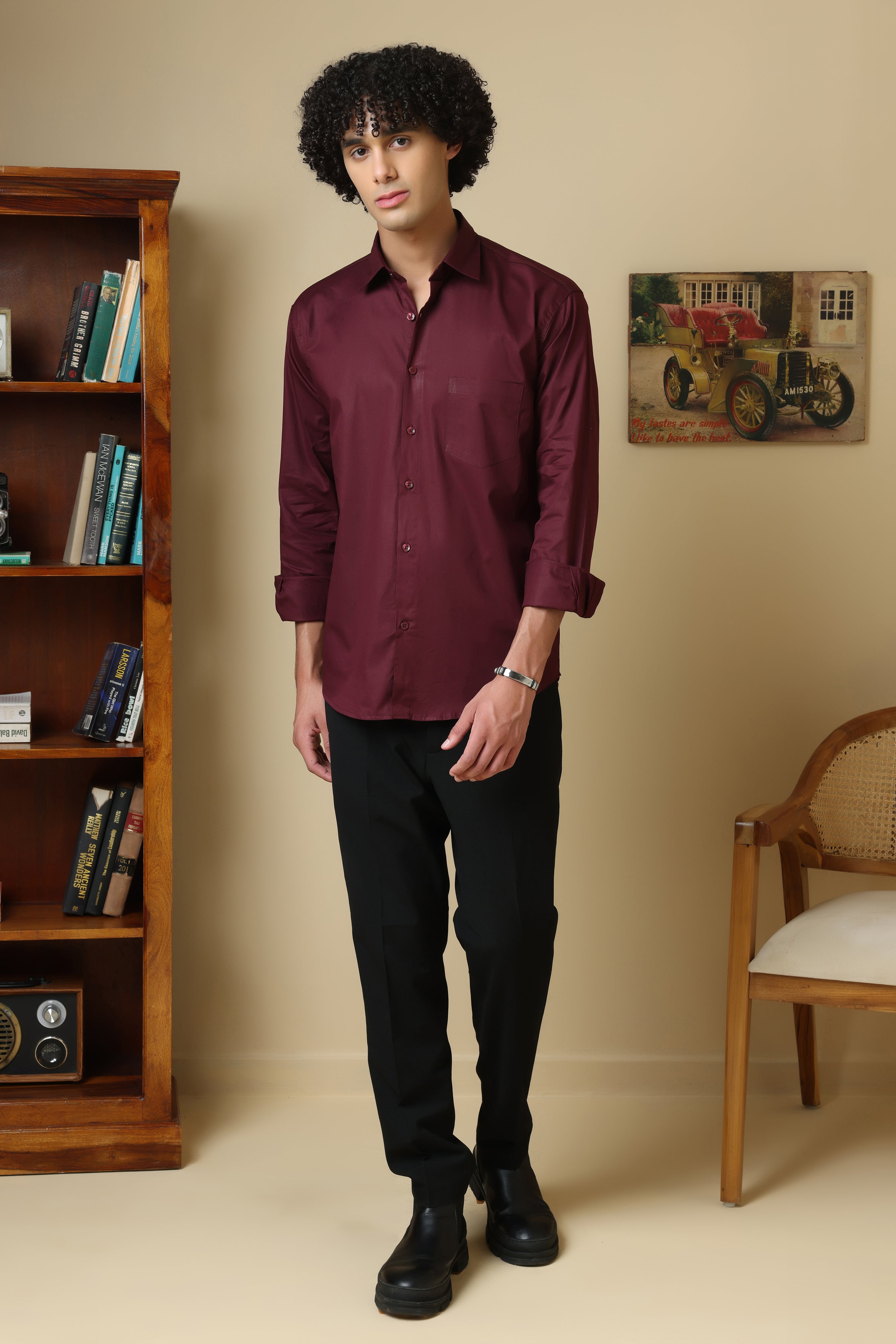 FORMAL WINE SOLID SHIRT FOR MEN