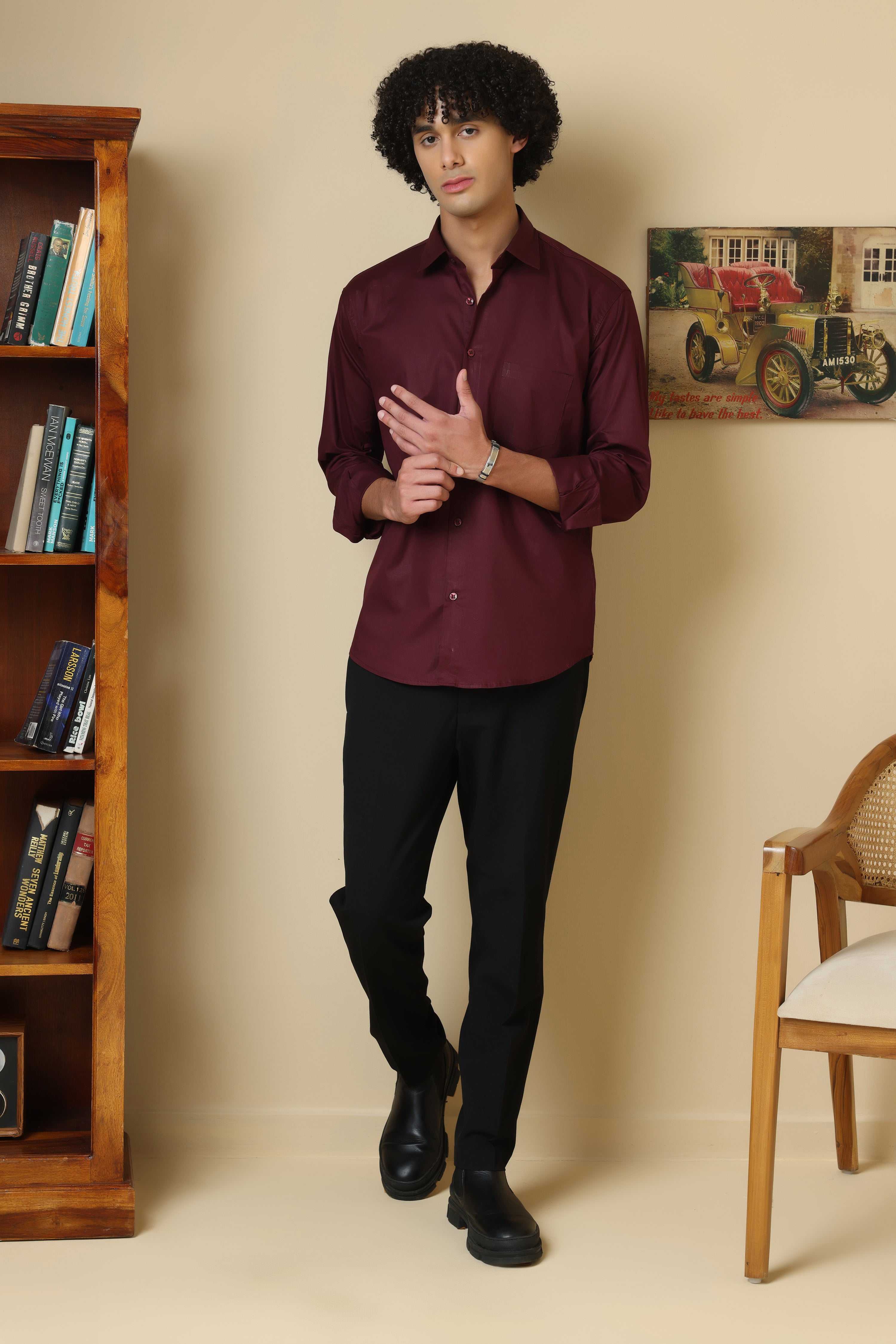 FORMAL WINE SOLID SHIRT FOR MEN