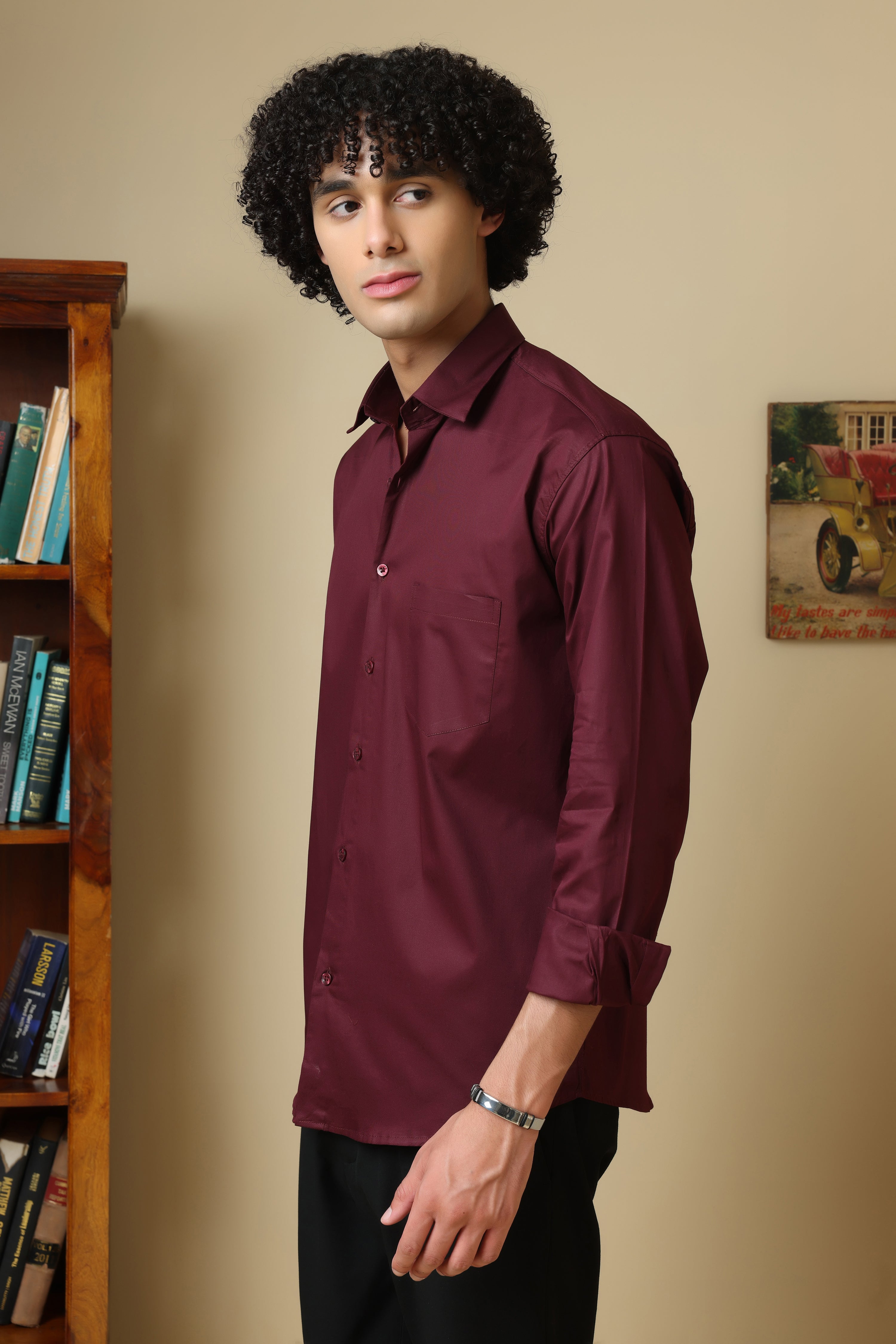FORMAL WINE SOLID SHIRT FOR MEN