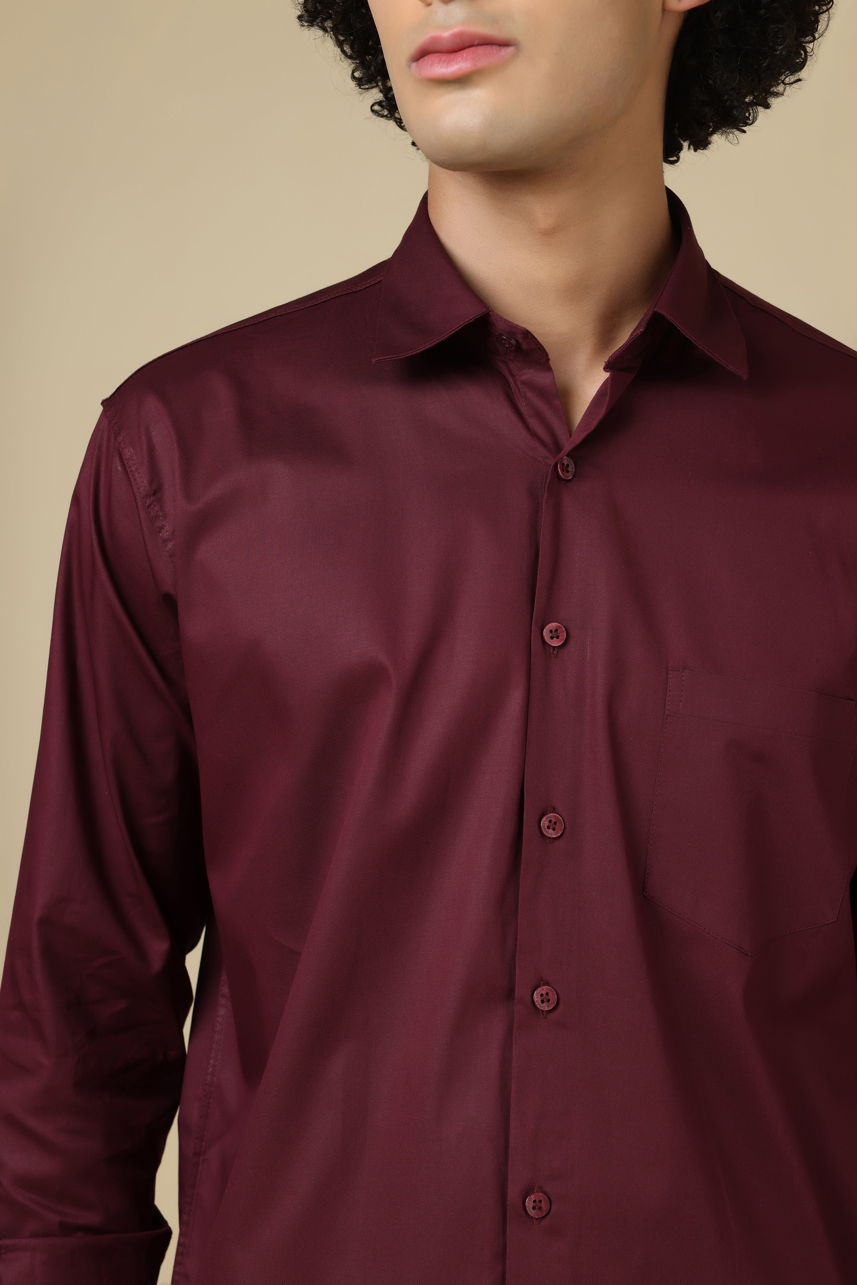 FORMAL WINE SOLID SHIRT FOR MEN