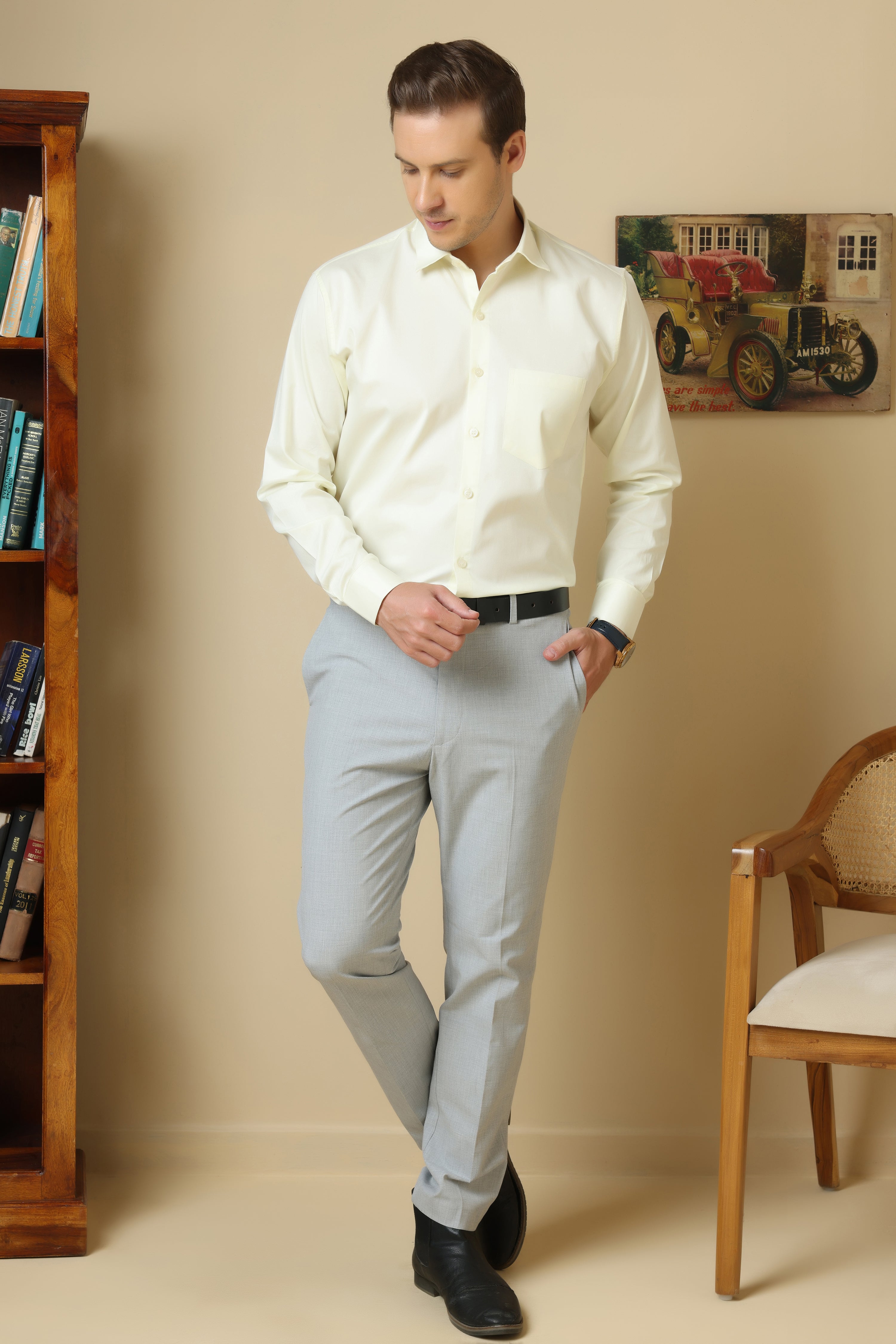 FORMAL light lemon solid shirt for men