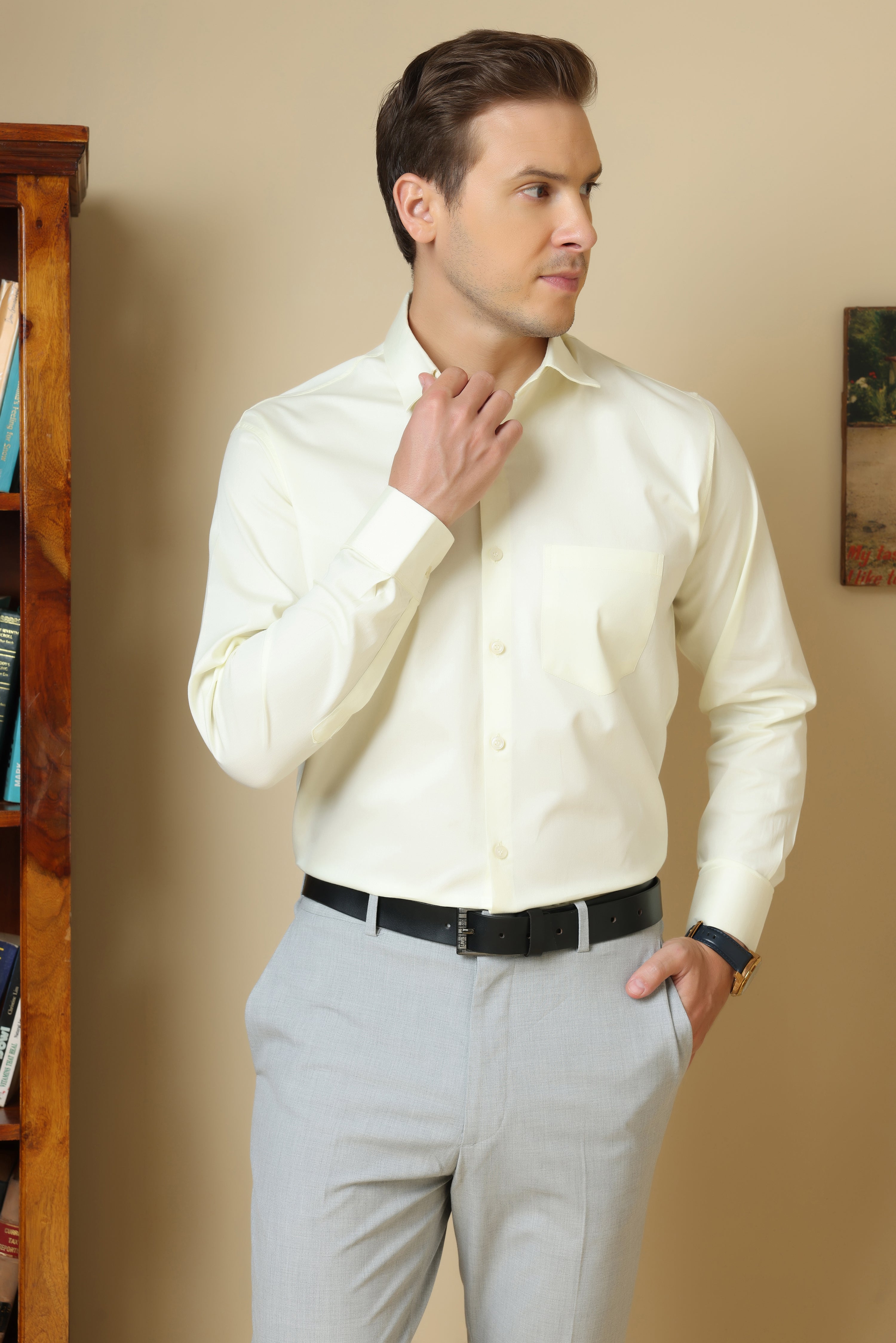 FORMAL light lemon solid shirt for men