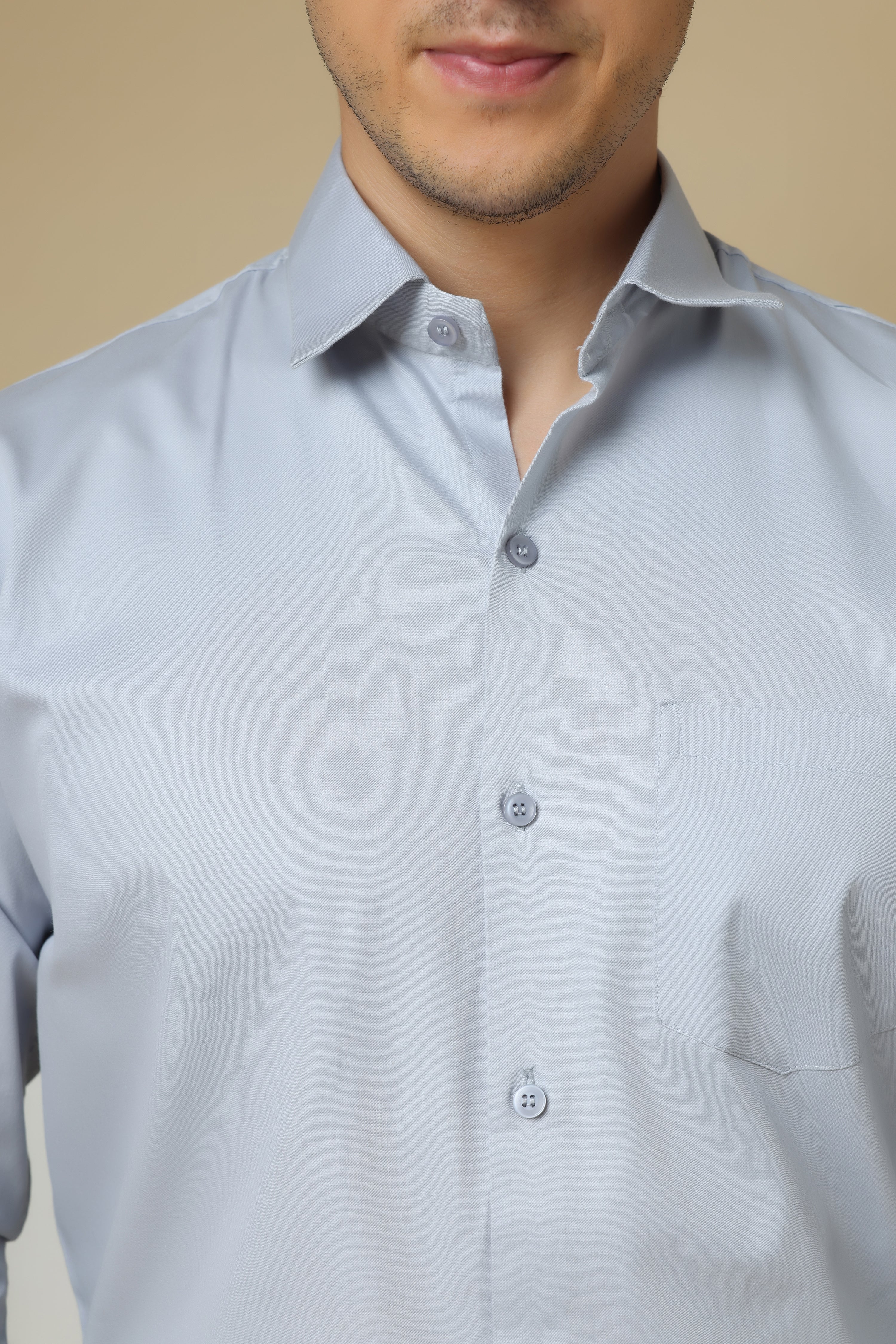 FORMAL SILVER GREY SOLID SHIRT for men