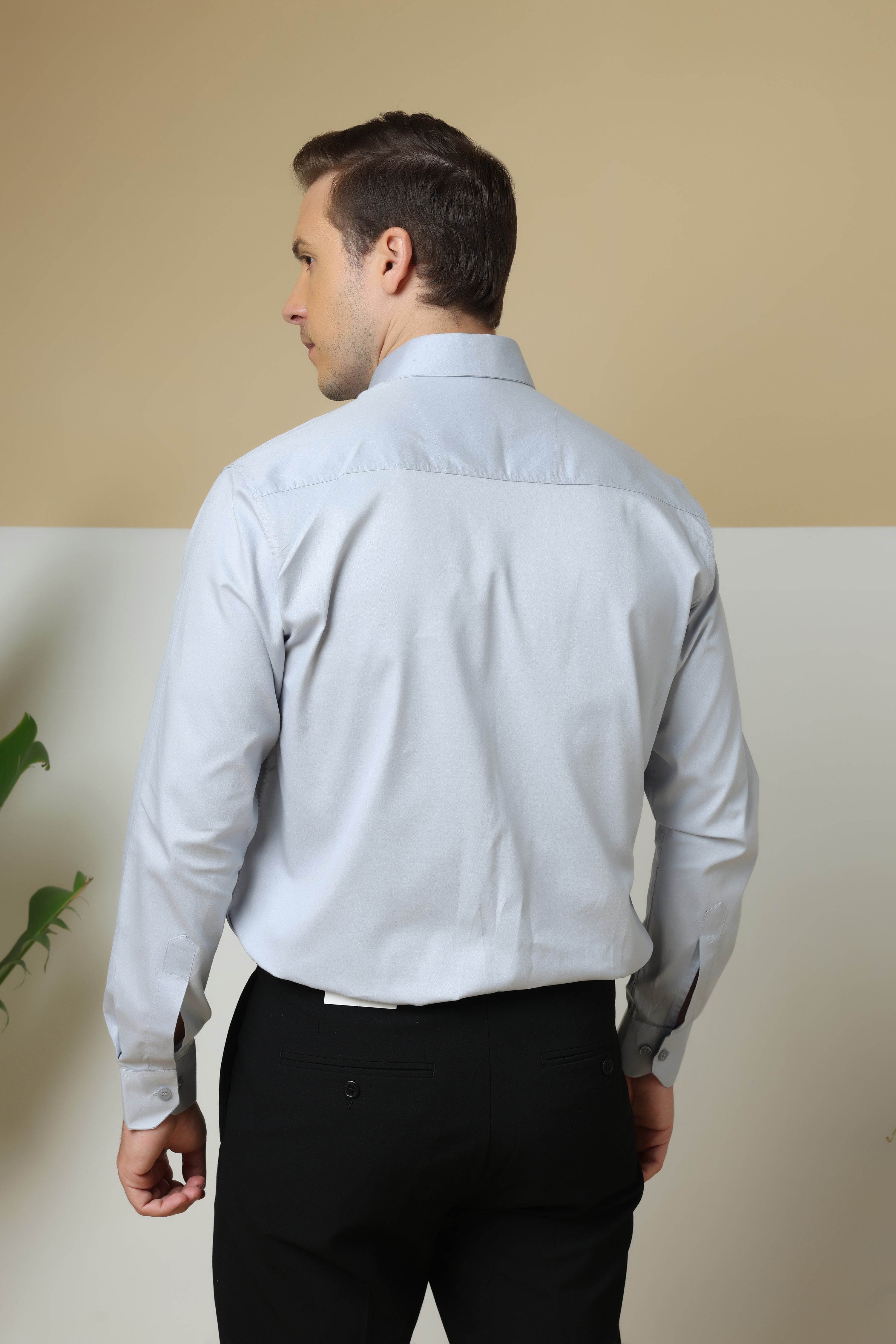 FORMAL SILVER GREY SOLID SHIRT for men
