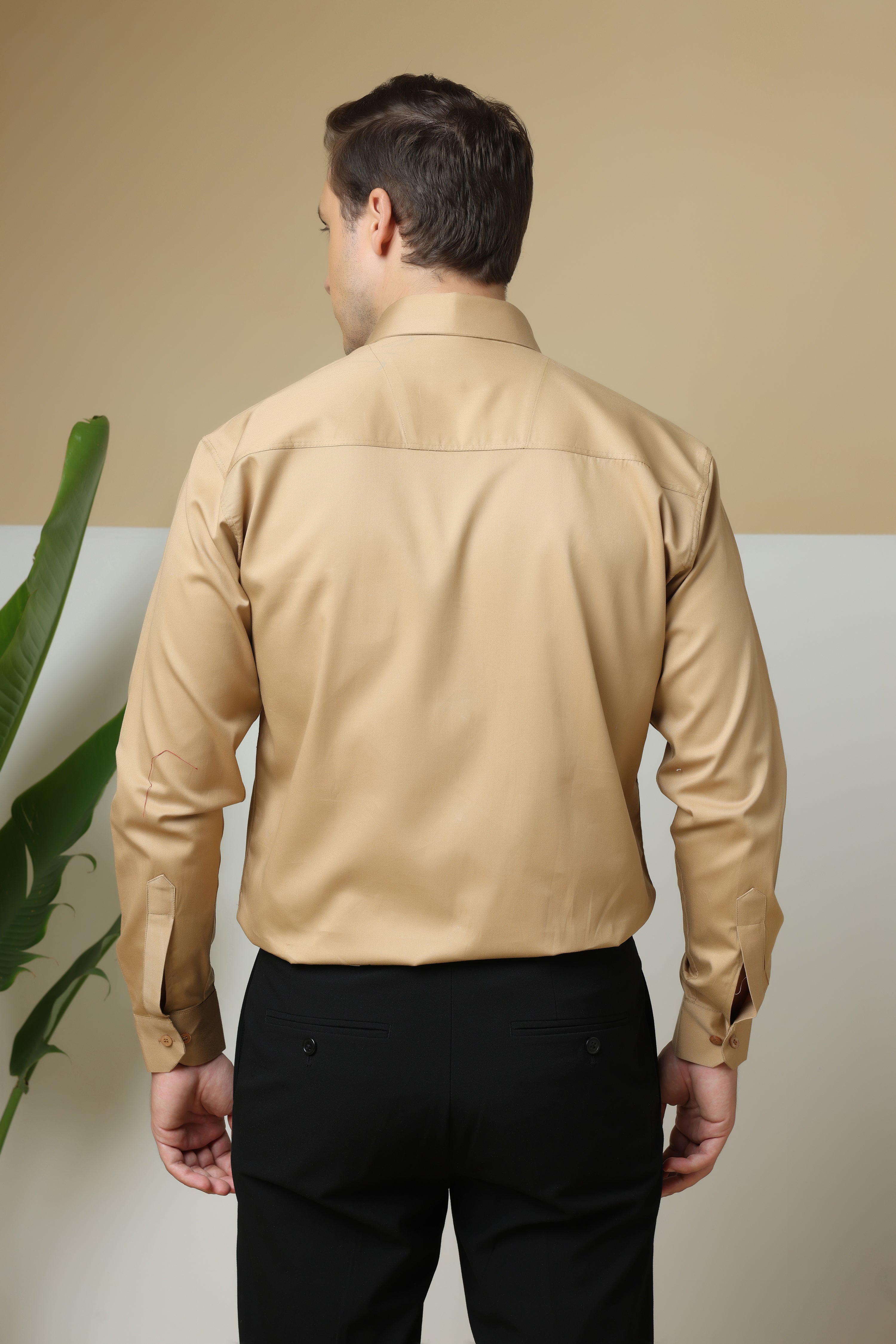 FORMAL beige solid shirt for men