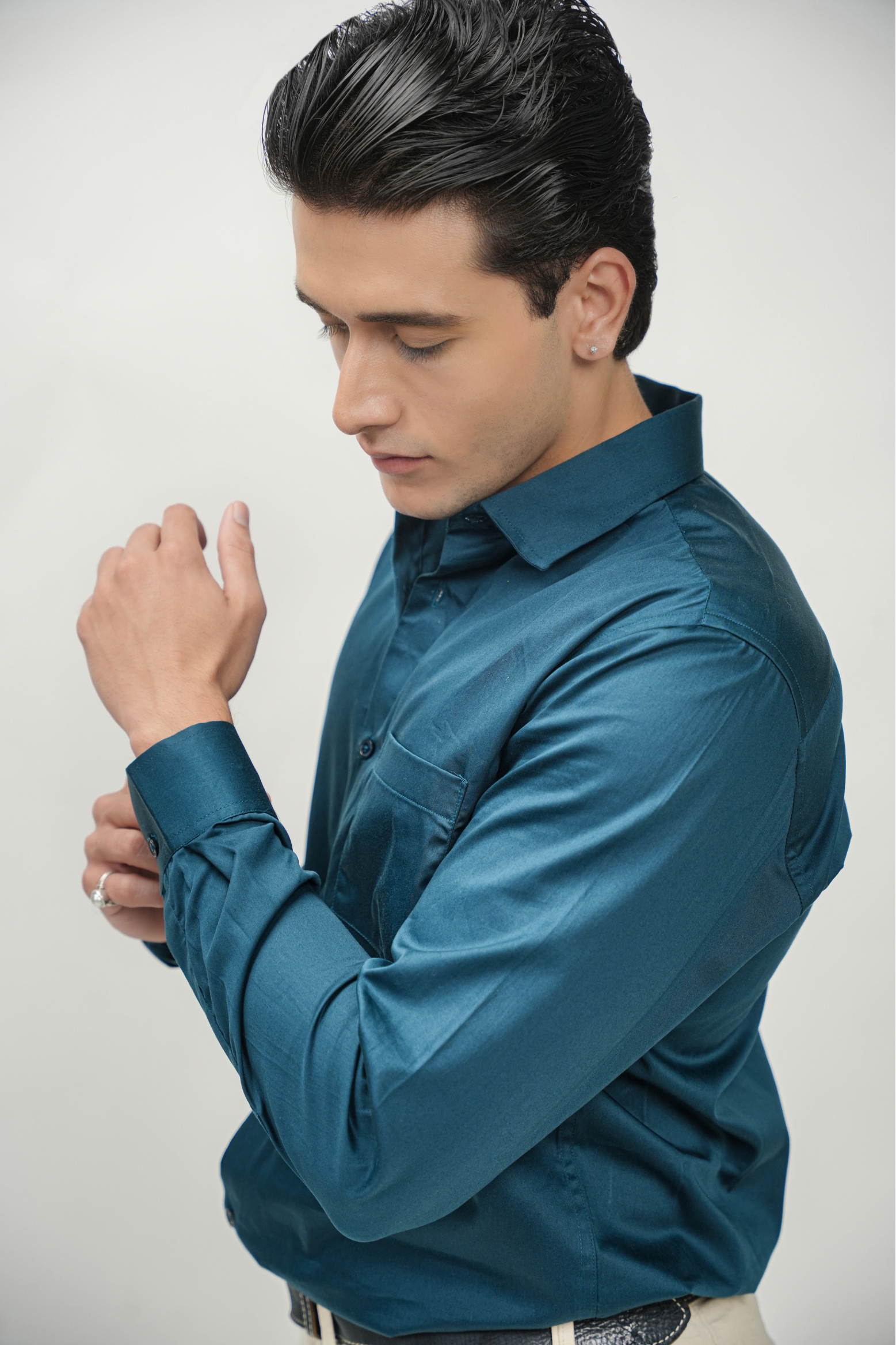 Turquoise Blue Solid Plain Formal Shirts for Men - 100% Cotton
