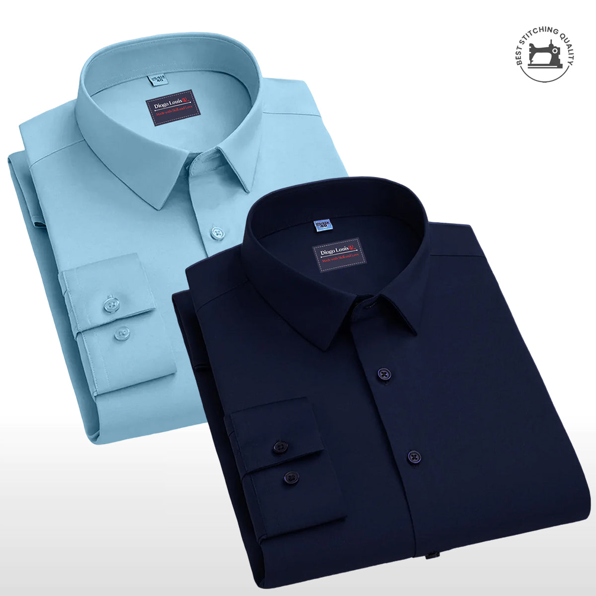 Combo of 2 plain shirts Nave Blue & Light Blue Colour