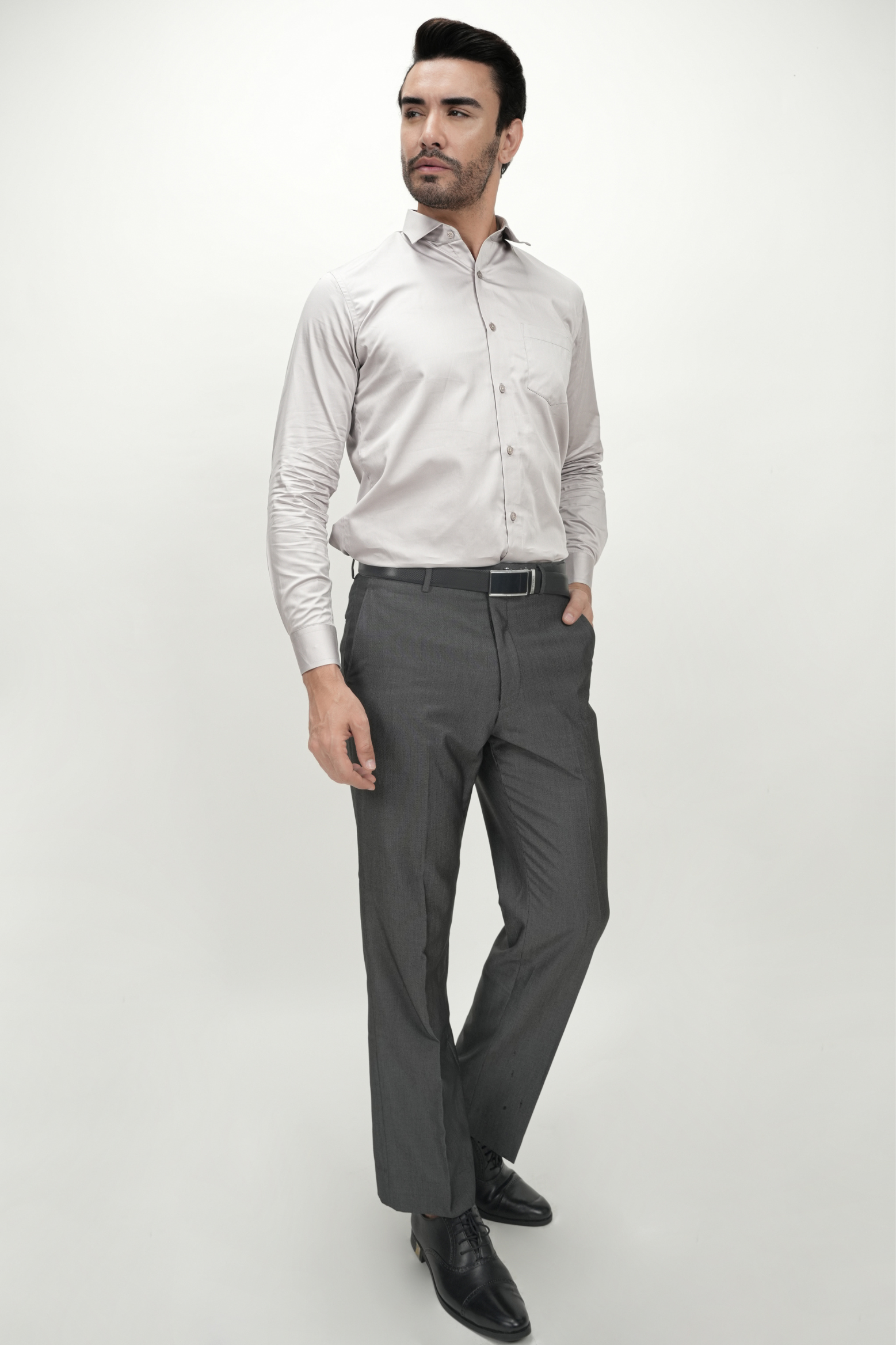 Cream White Solid Plain Formal Shirts for Men - 100% Cotton