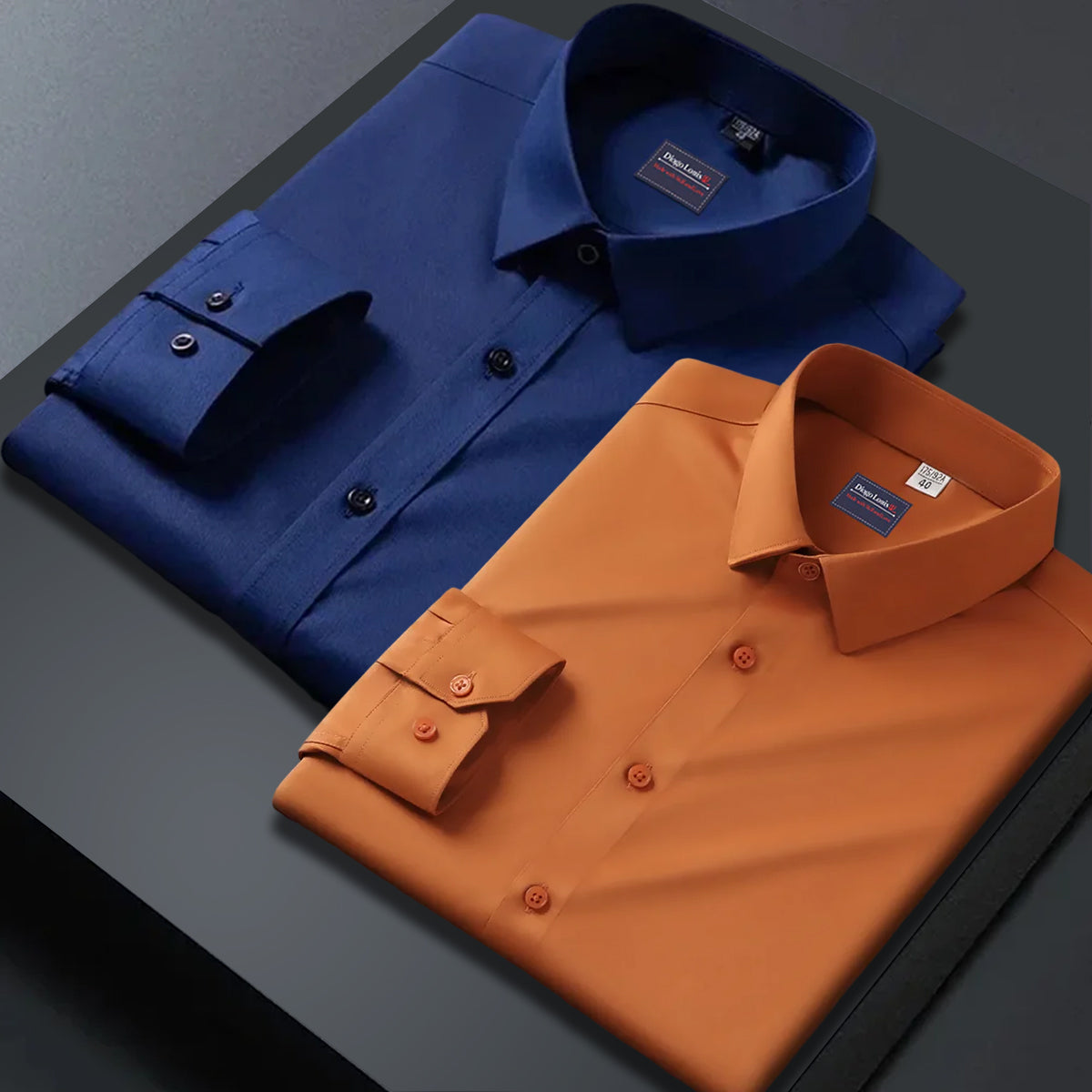 Combo of 2 plain shirts Neavy blue & mustard colour