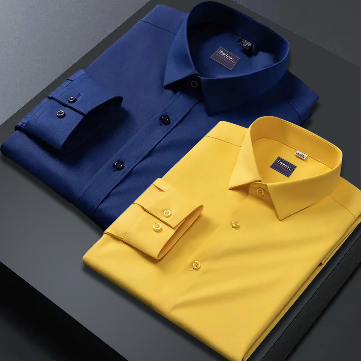 Combo of 2 plain shirts Yellow & Navy Blue Colour