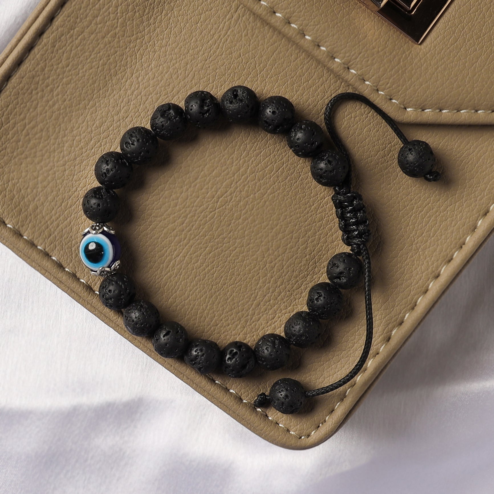 Evil Eye Bracelet With Black Onyx Crystal
