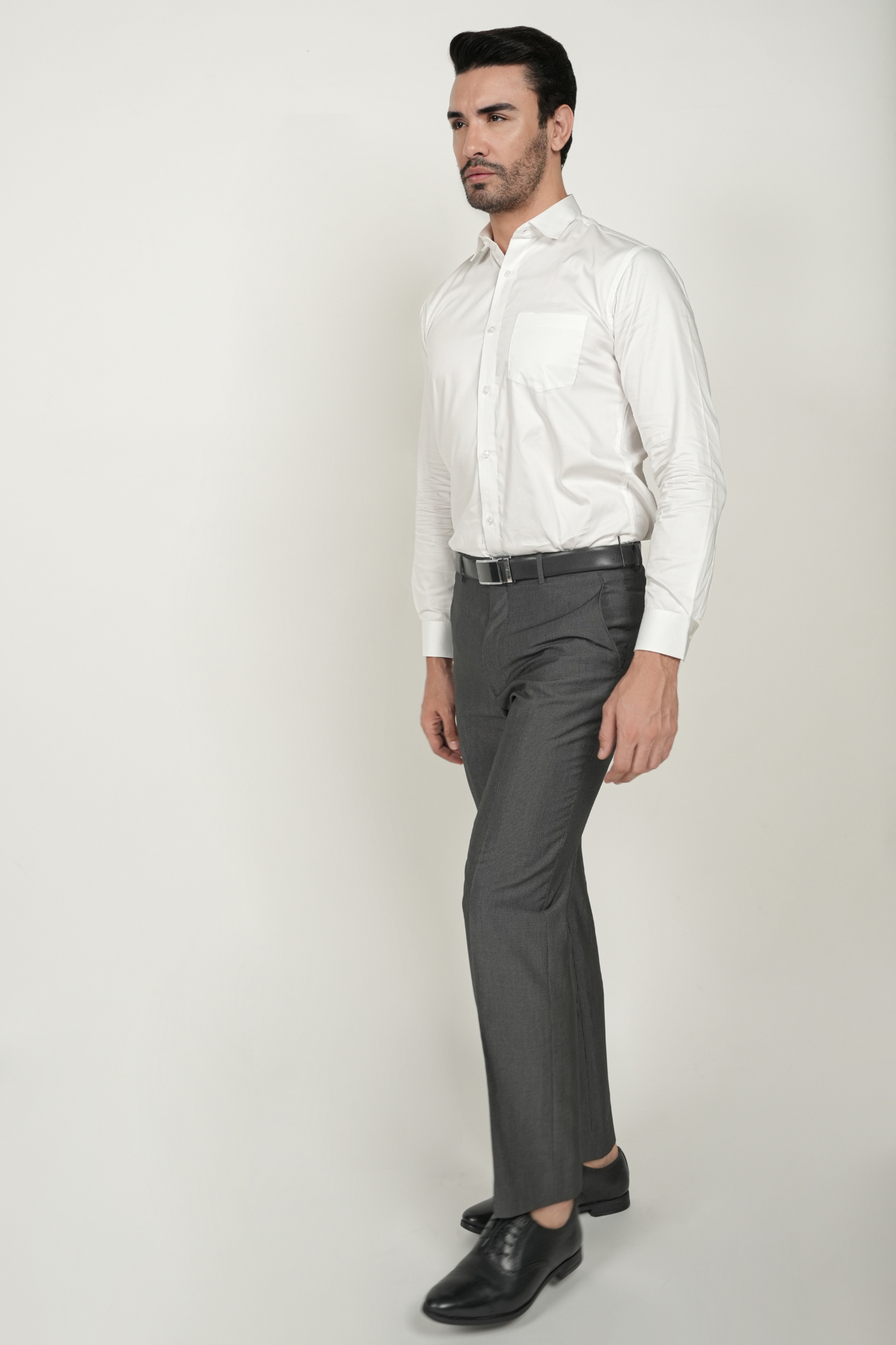 White Solid Plain Formal Shirt for Men - 100% Cotton