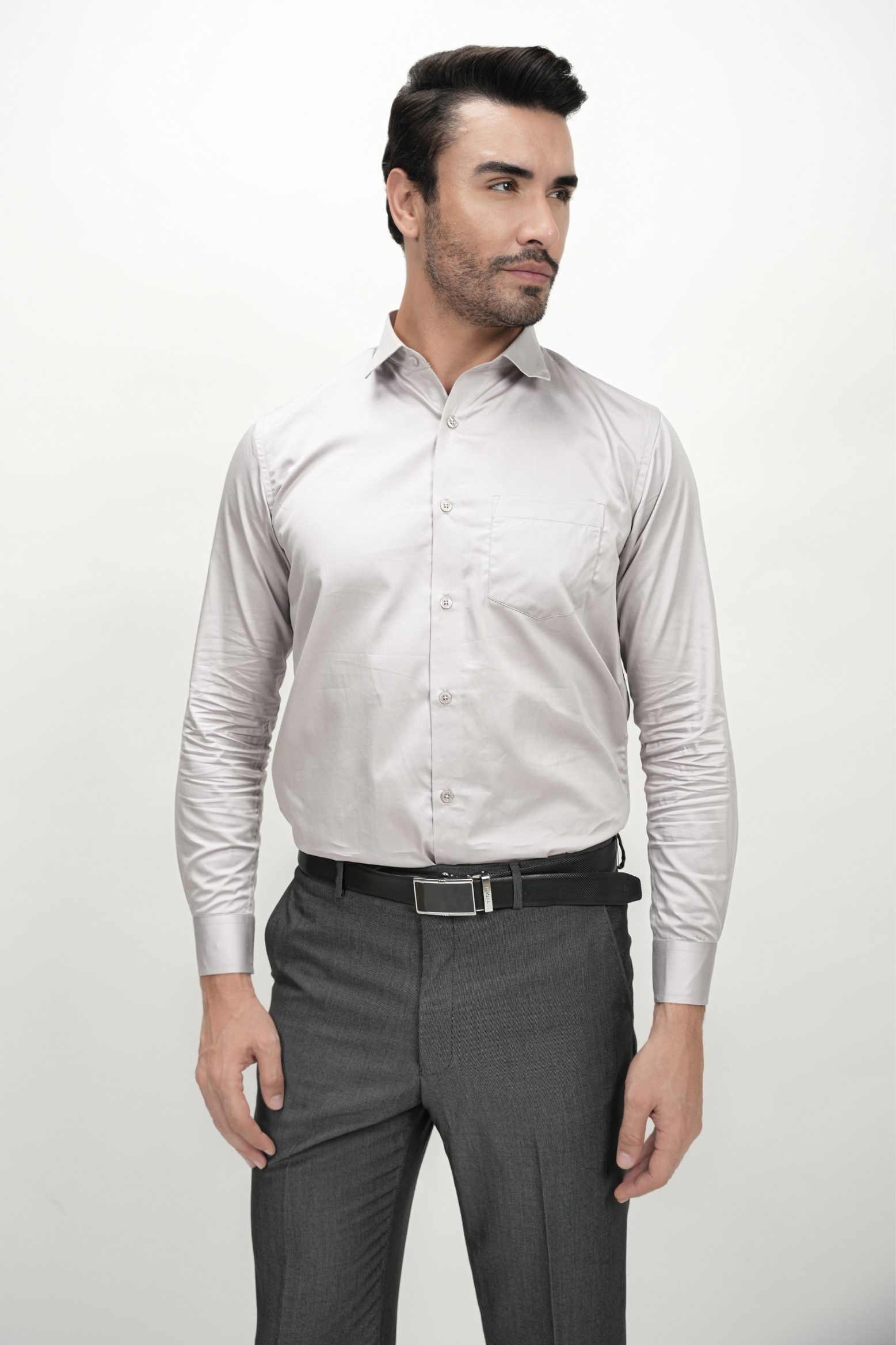 Cream White Solid Plain Formal Shirts for Men - 100% Cotton