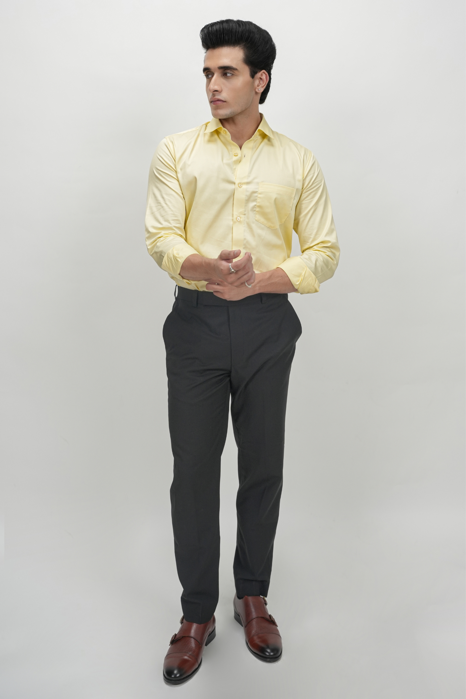 Yellow Solid Plain Formal Shirts for Men - 100% Cotton