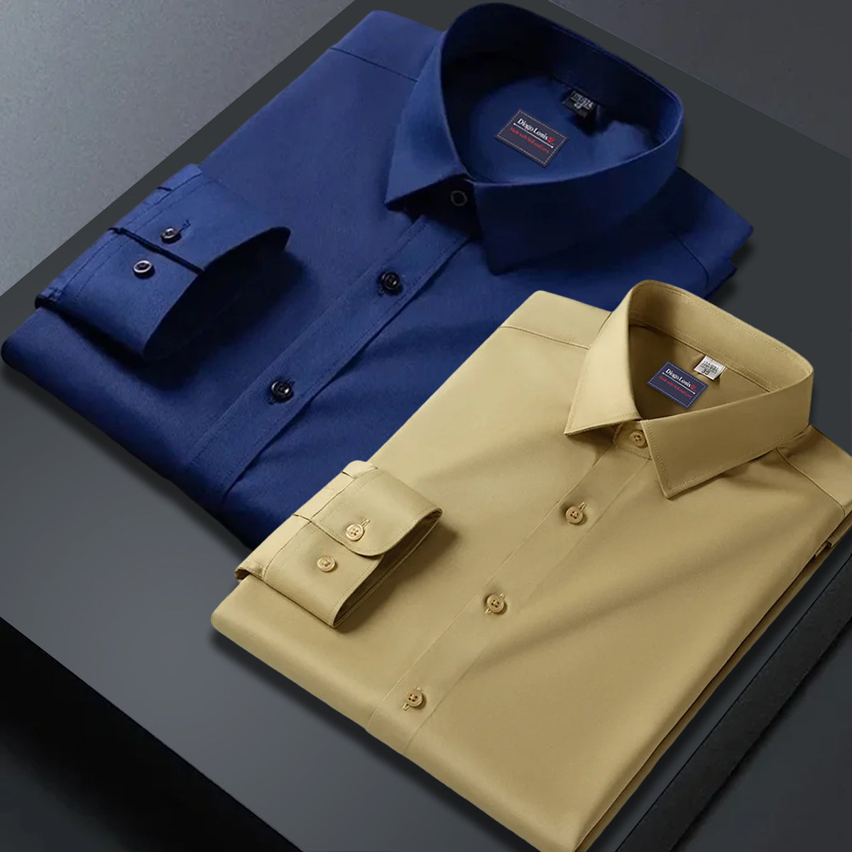 Combo of 2 plain shirts Navy Blue & beige colour