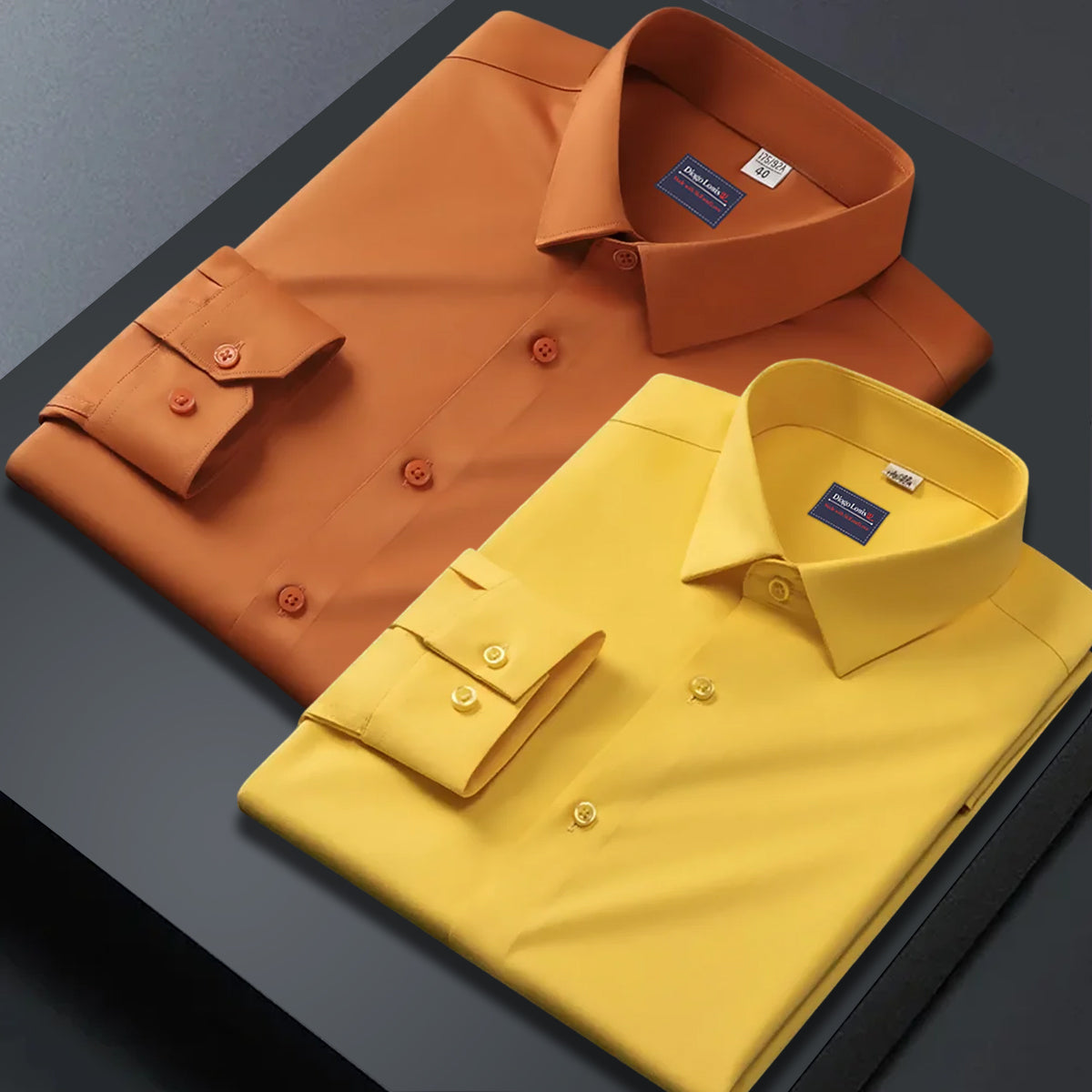 Combo of 2 plain shirts mustard & yellow colour