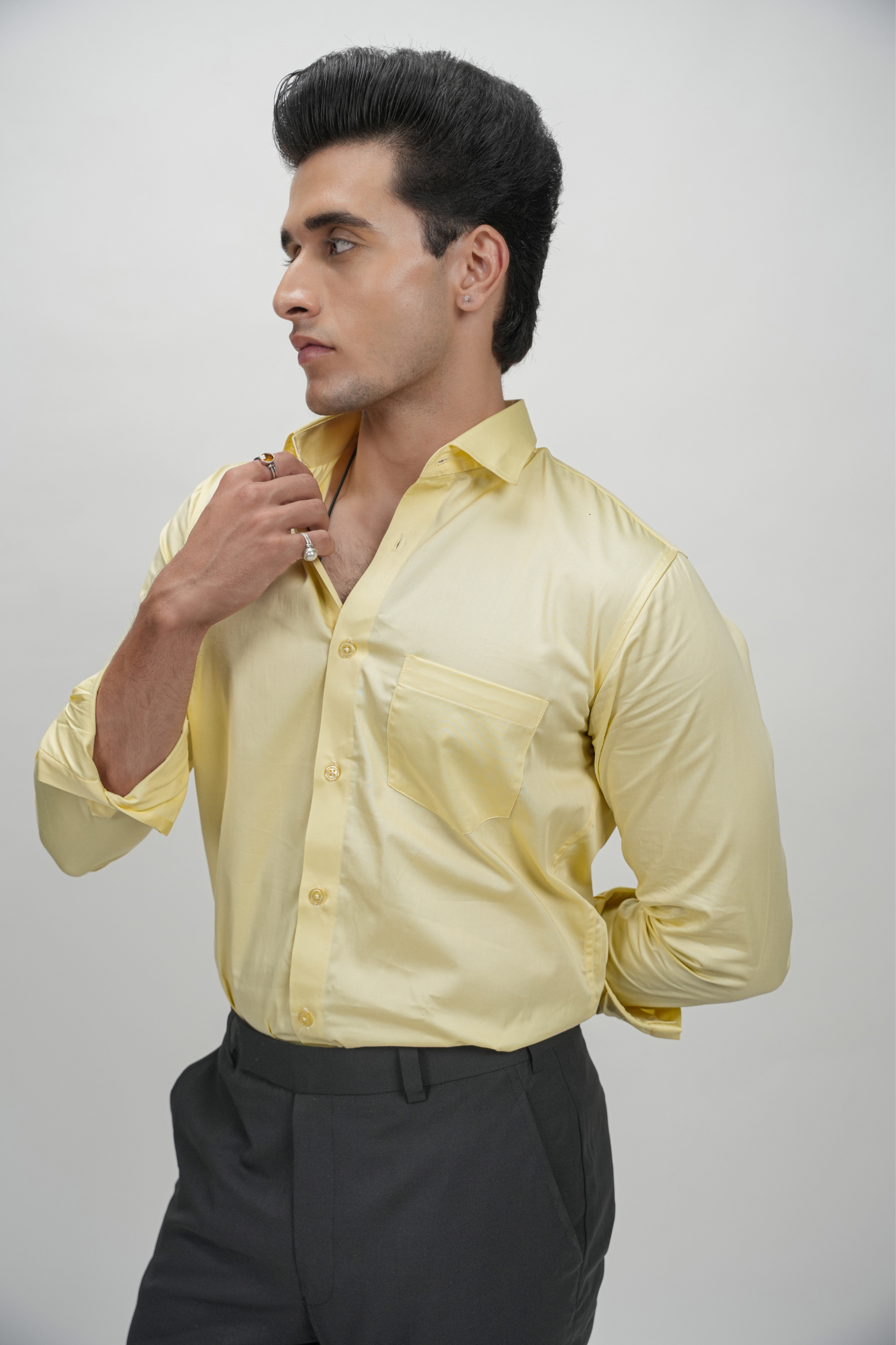Yellow Solid Plain Formal Shirts for Men - 100% Cotton
