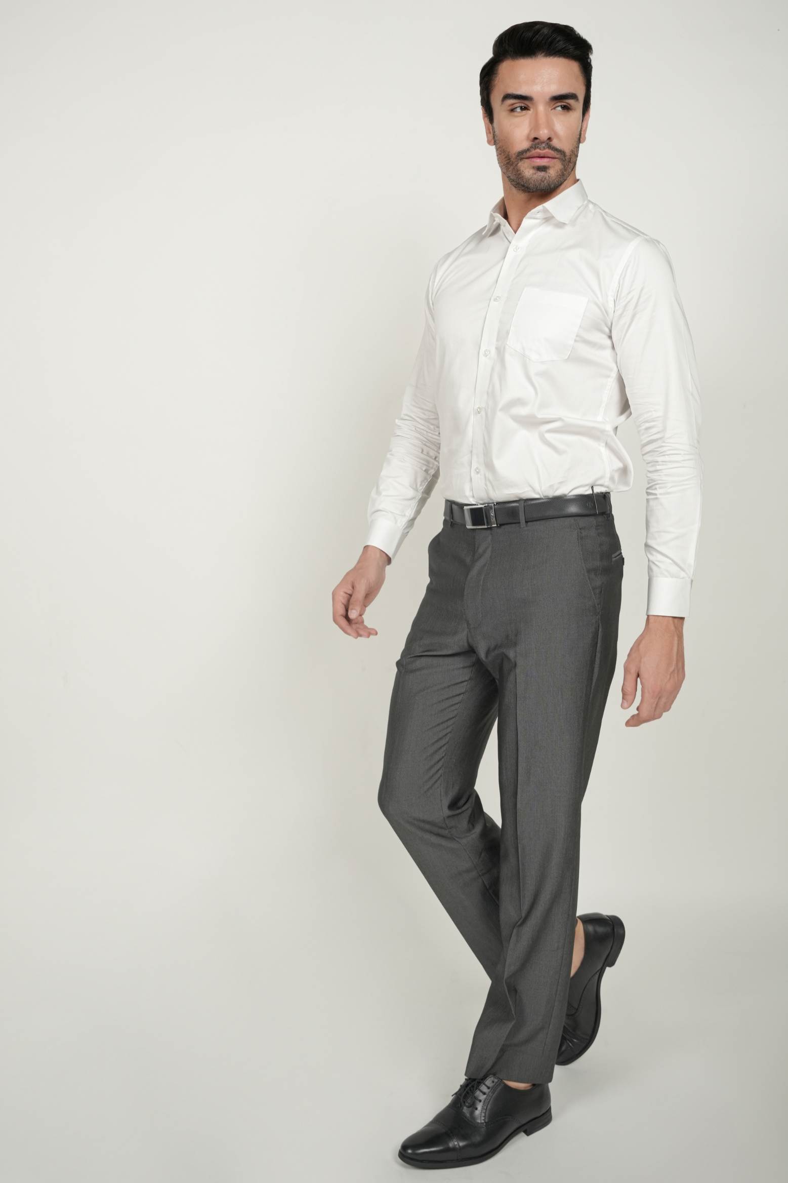 White Solid Plain Formal Shirt for Men - 100% Cotton