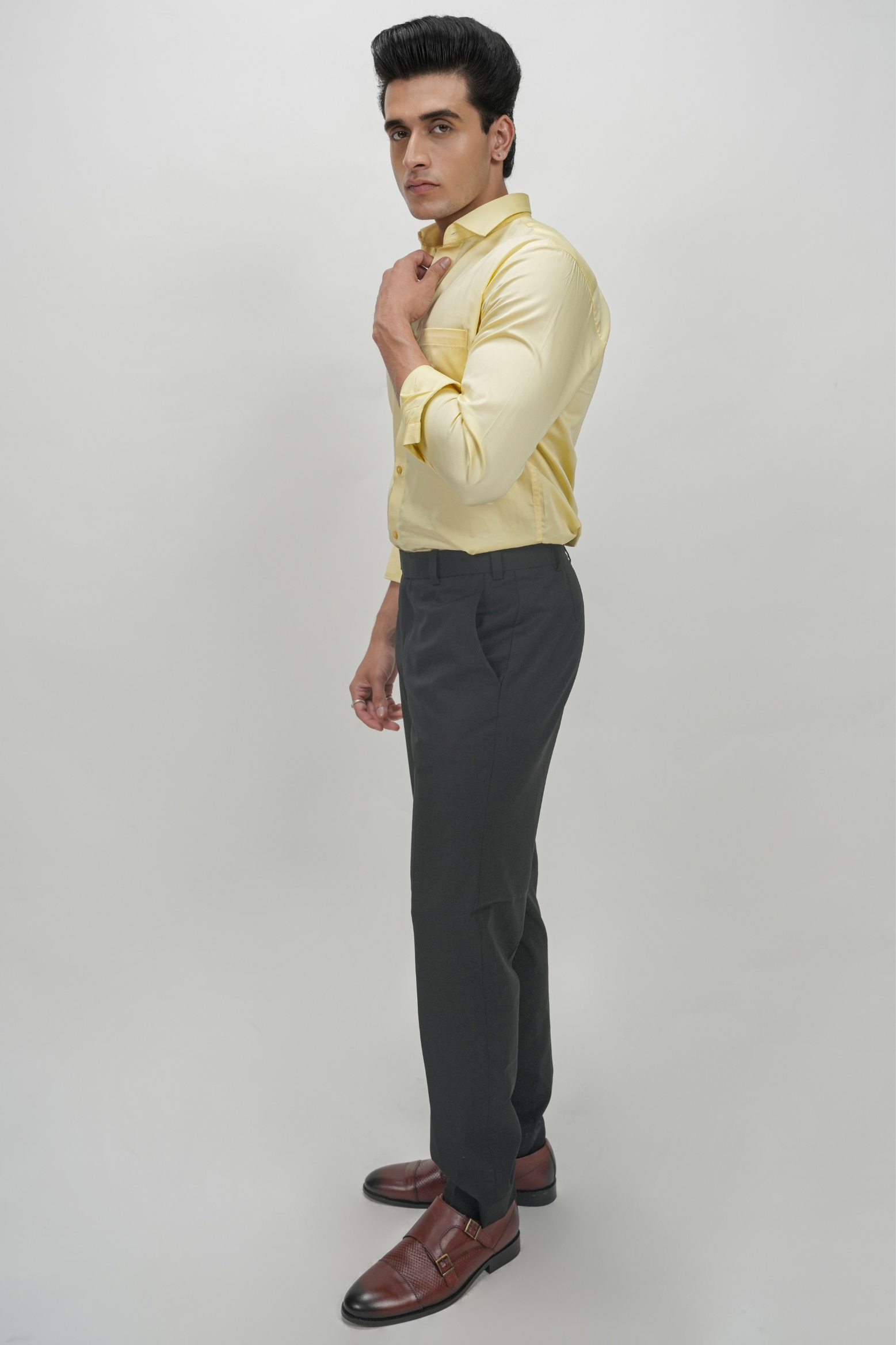 Yellow Solid Plain Formal Shirts for Men - 100% Cotton