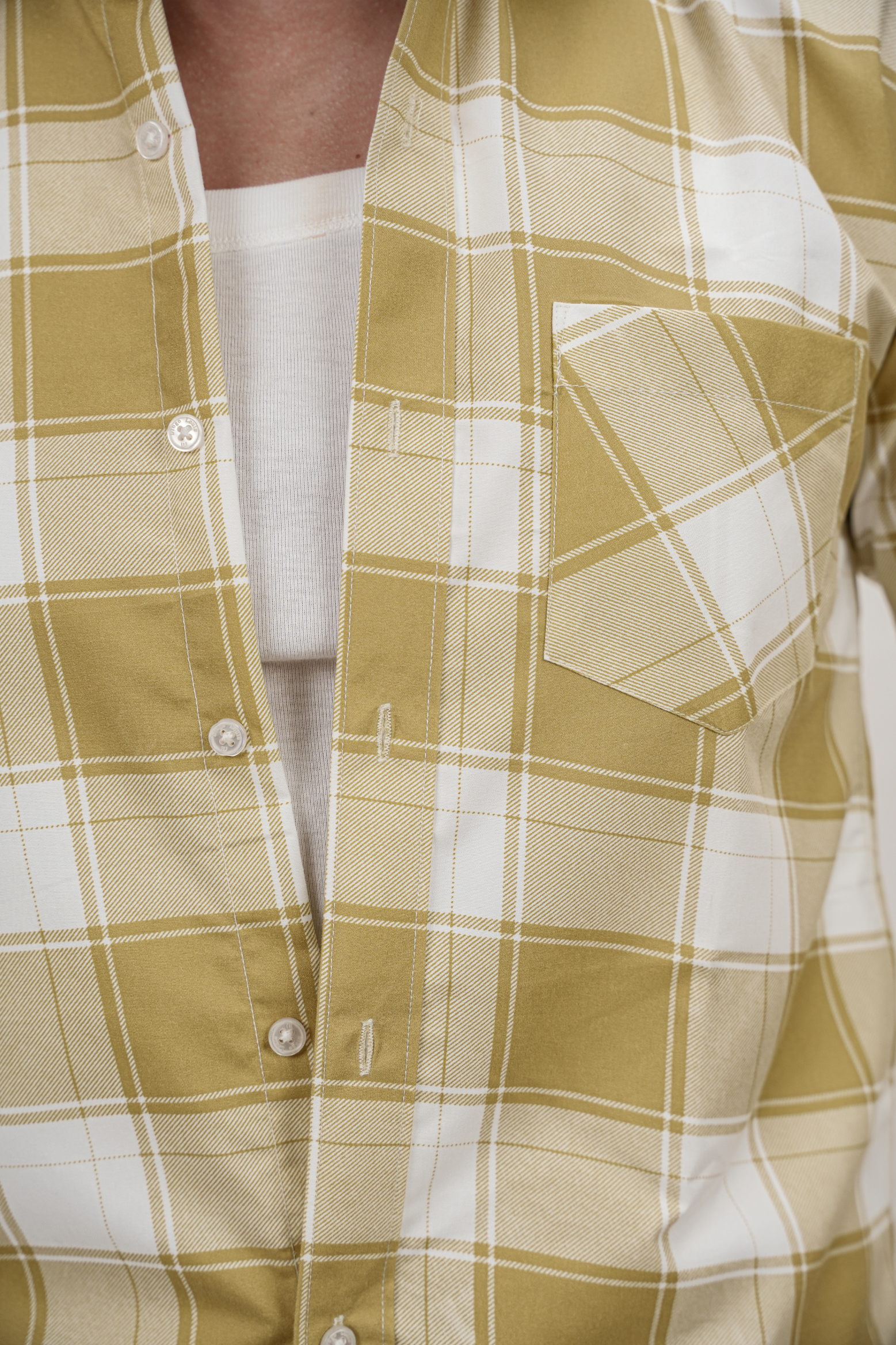 Square Pattern Cotton Blend Formal Shirt for Men Mustard