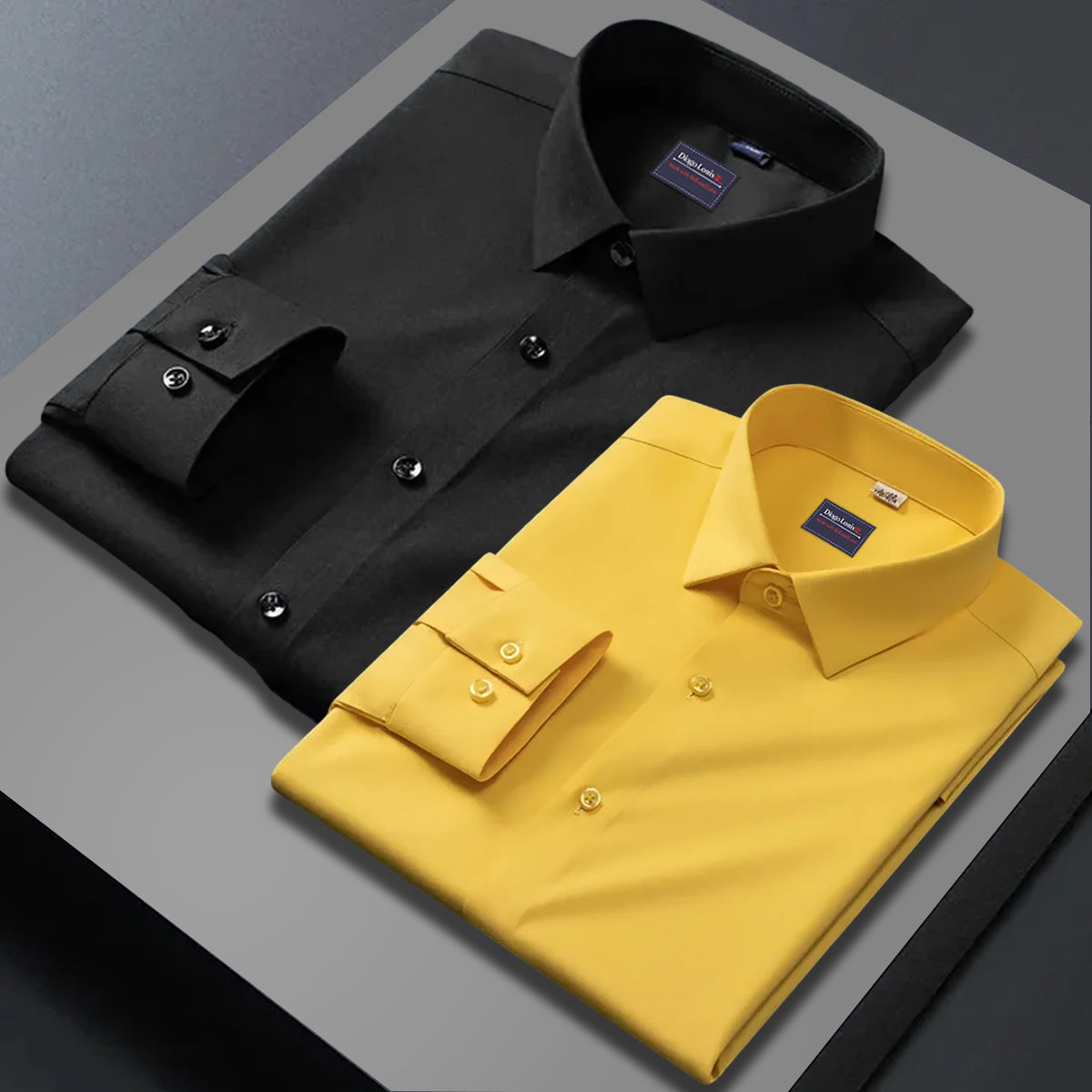 Combo of 2 plain shirts Lemon & Black Colour